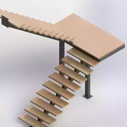 Custom Single Stringer Stairs 3D model