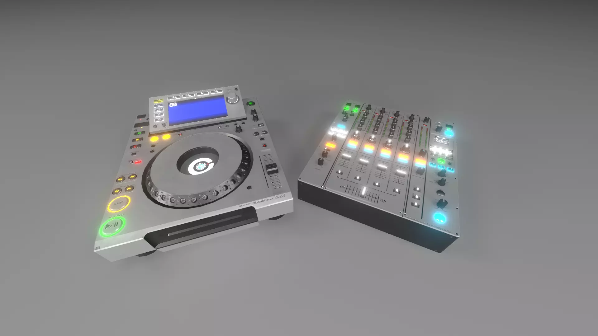 Banana CDJ-2000 And DJM-900NXS2 Low-poly 3D model