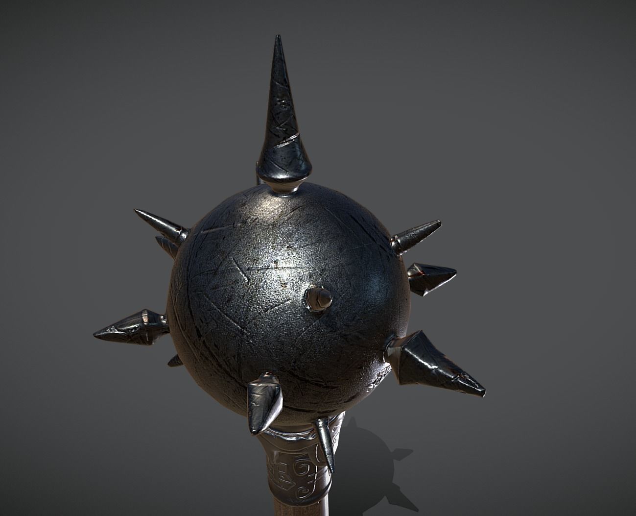 Game ready Mace - medieval weapon Low-poly 3D model_5