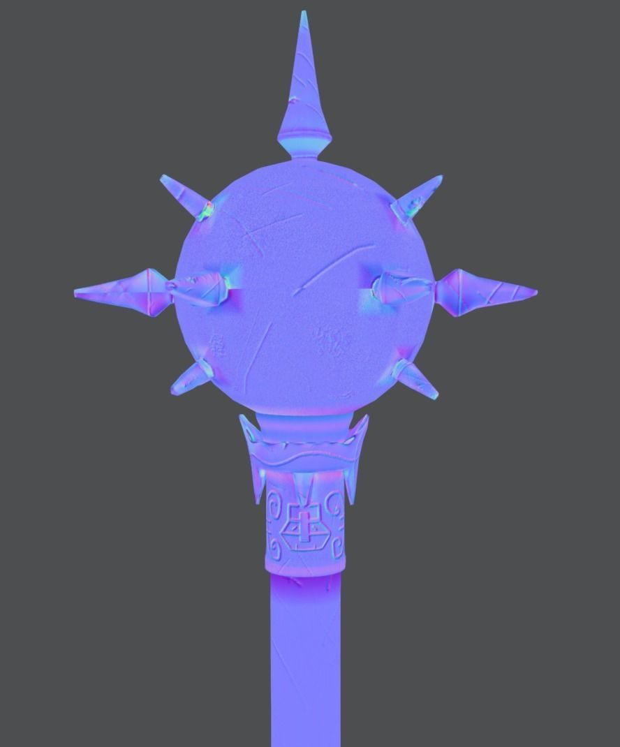 Game ready Mace - medieval weapon Low-poly 3D model_10