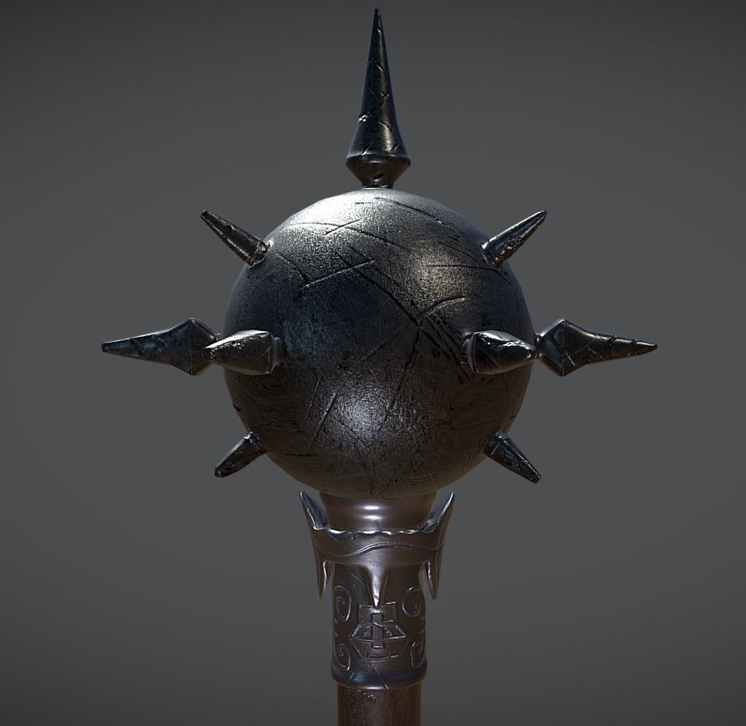 Game ready Mace - medieval weapon Low-poly 3D model_4
