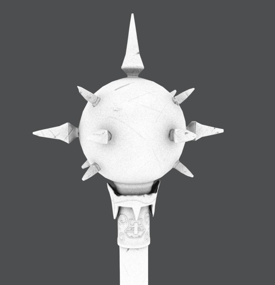 Game ready Mace - medieval weapon Low-poly 3D model_8