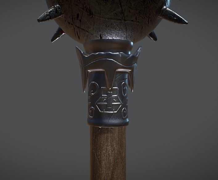 Game ready Mace - medieval weapon Low-poly 3D model_3