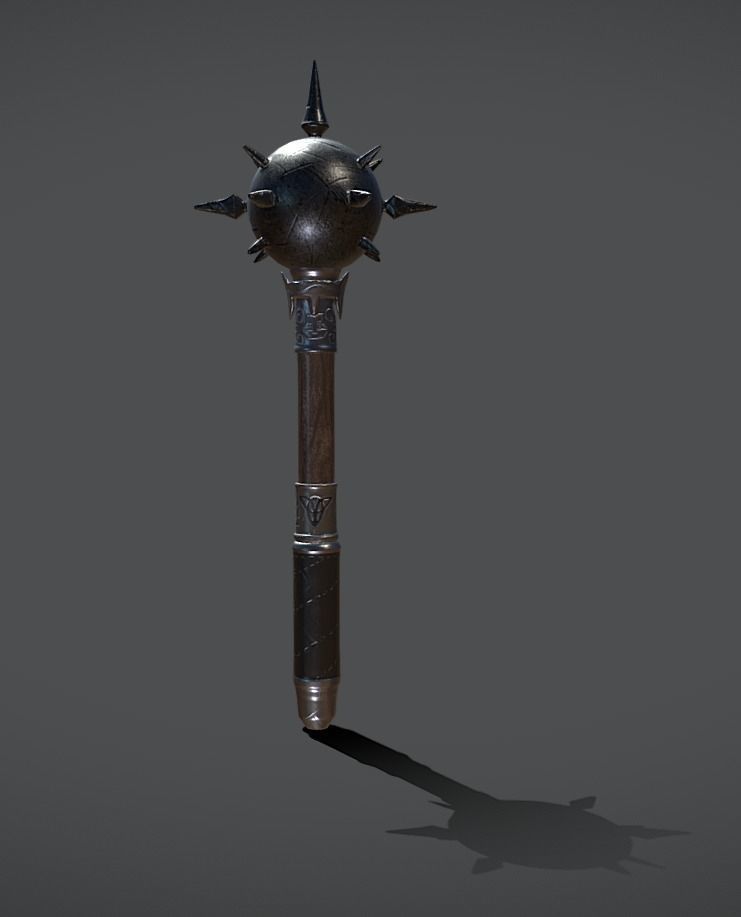 Game ready Mace - medieval weapon Low-poly 3D model_2