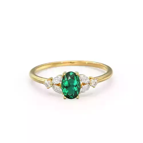 Oval Diamond Ring Marquise Zircon Cluster Engagement Band