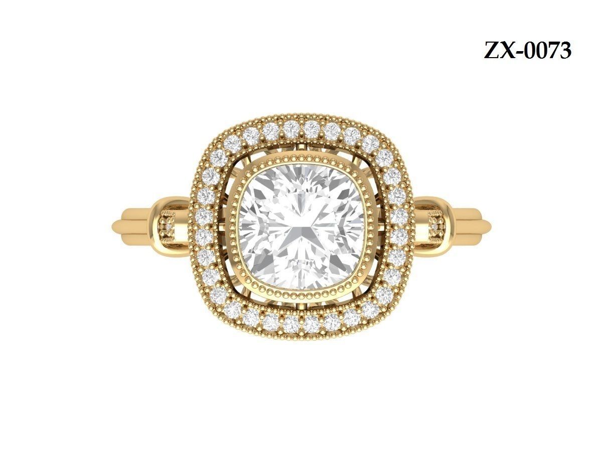 Cushion Bridal Ring 3D print model_12