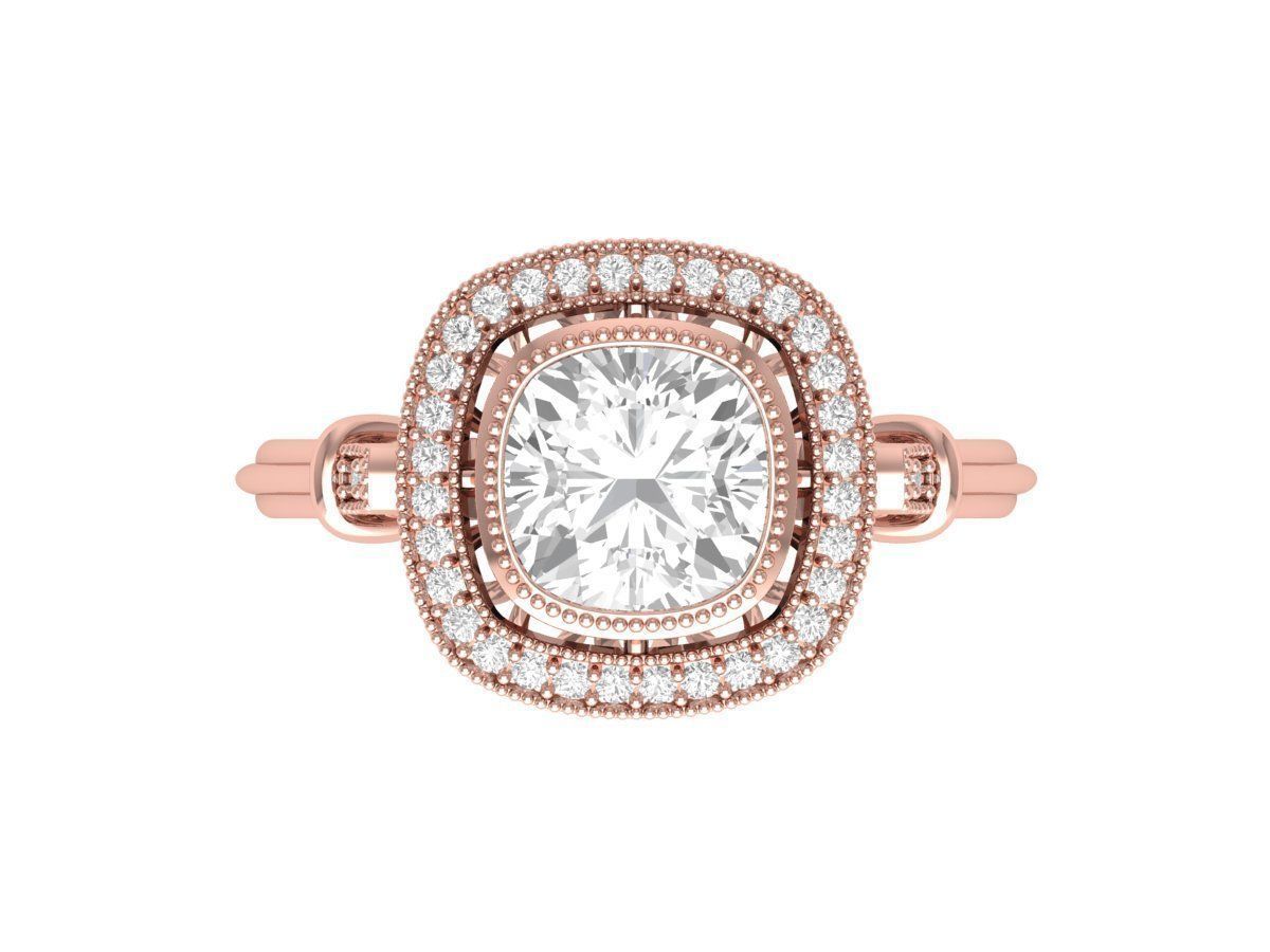 Cushion Bridal Ring 3D print model_1