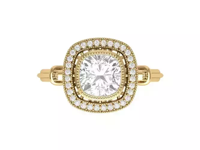 Cushion Bridal Ring 3D print model