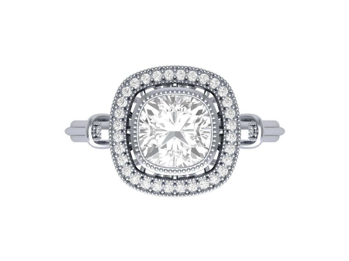 Cushion Bridal Ring 3D print model_2