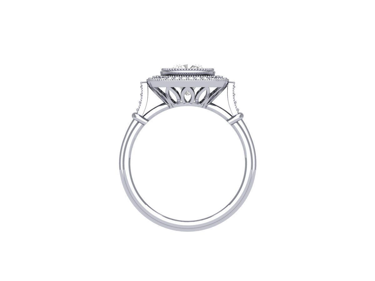 Cushion Bridal Ring 3D print model_10