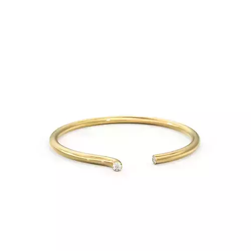 Two Round Diamond Open Ring Zircon Cuff Inset Band