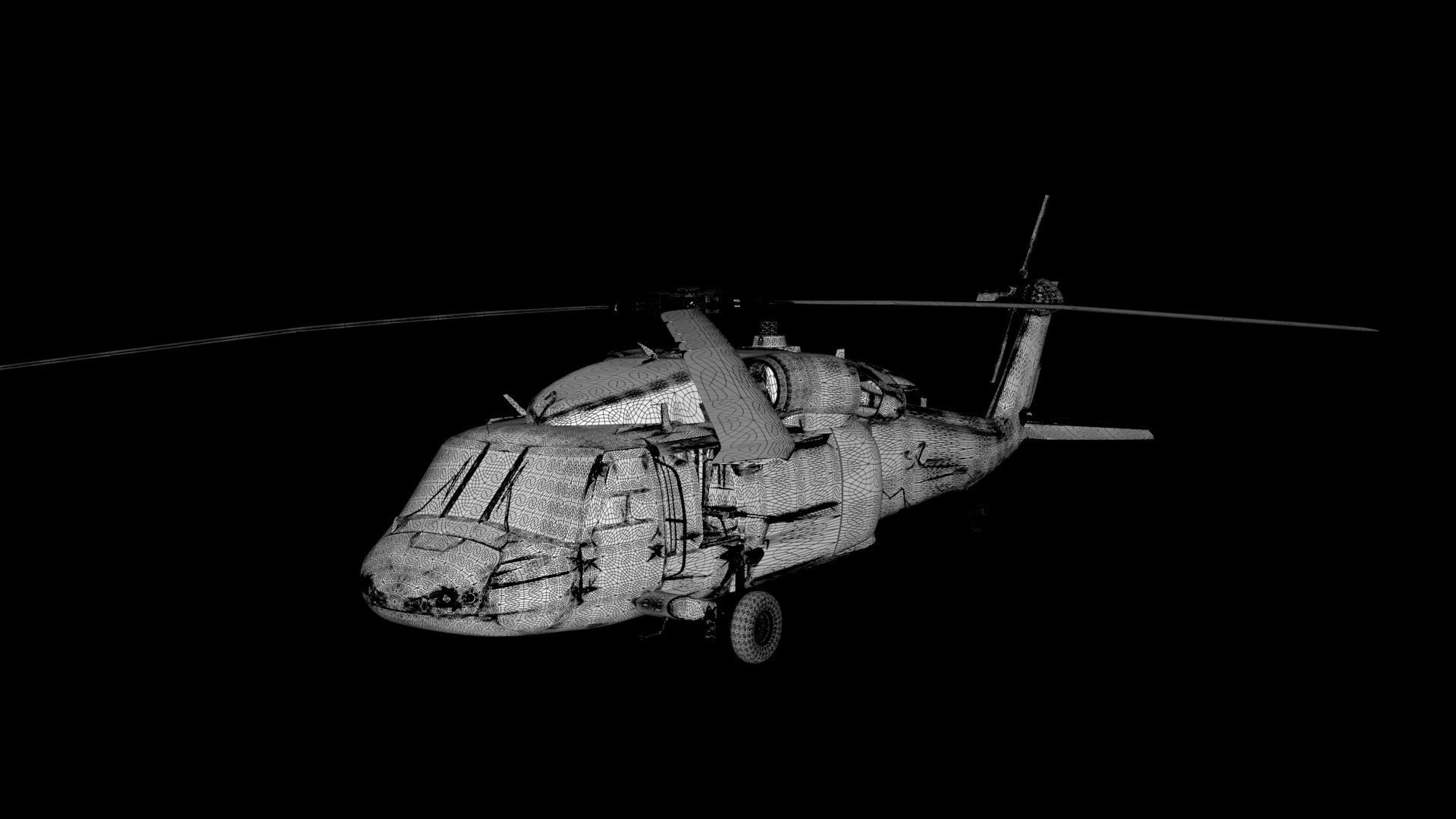 UH60 Blackhawk Low-poly 3D model_10