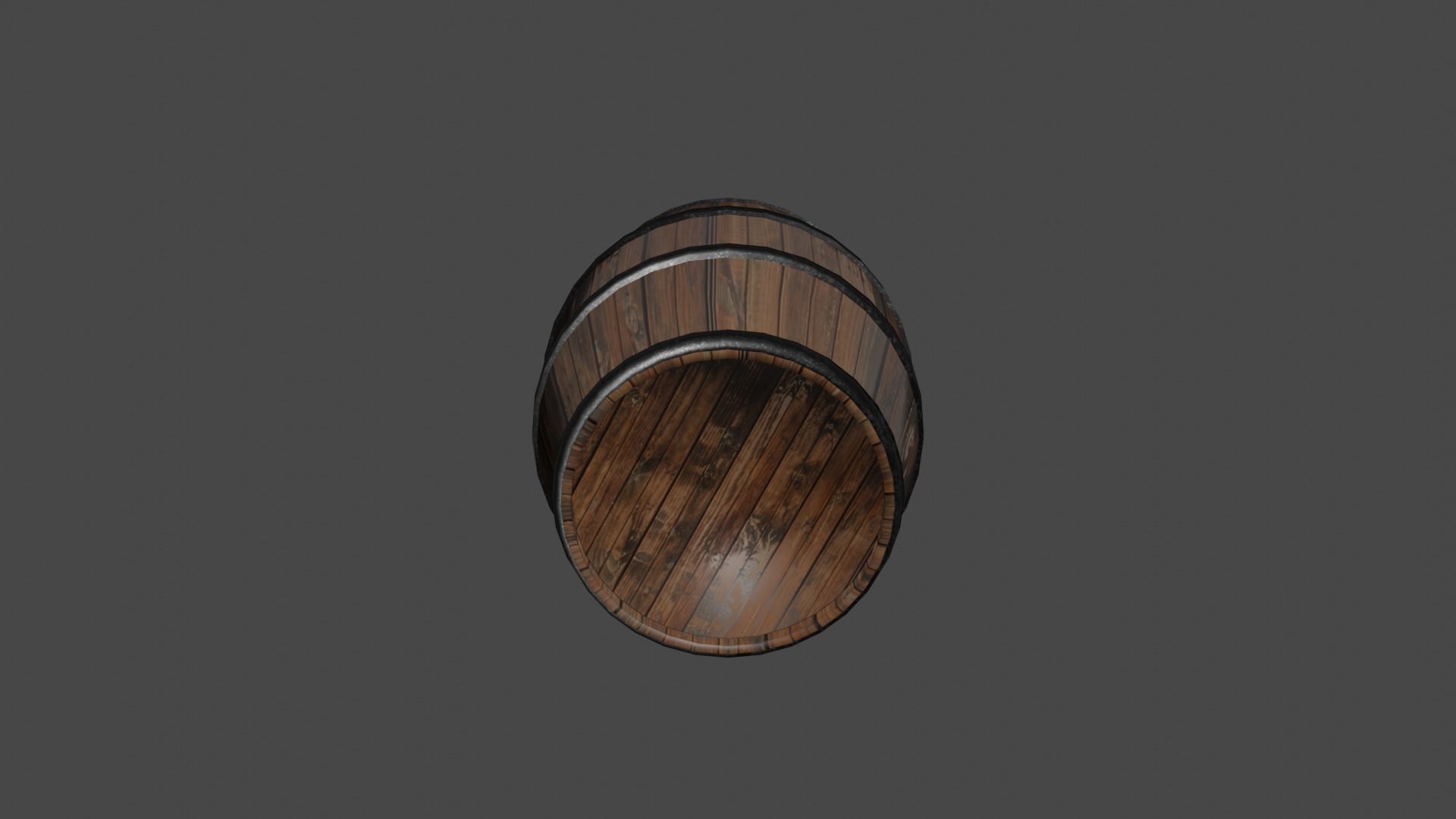 Game ready low poly wooden barrel Low-poly 3D model_2