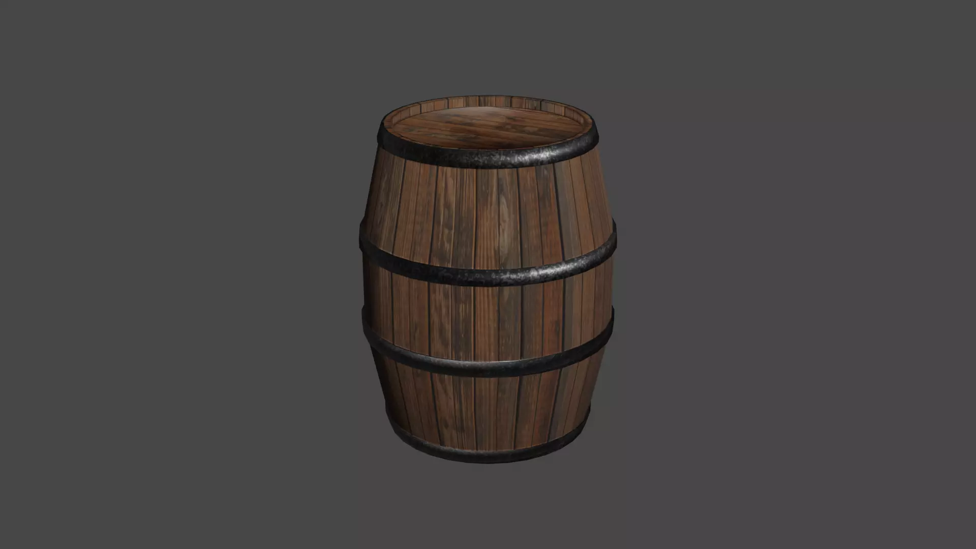 Game ready low poly wooden barrel Low-poly 3D model_0