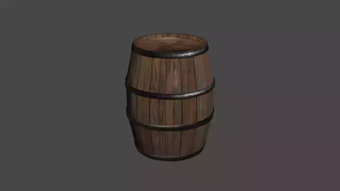 Game ready low poly wooden barrel Low-poly 3D model