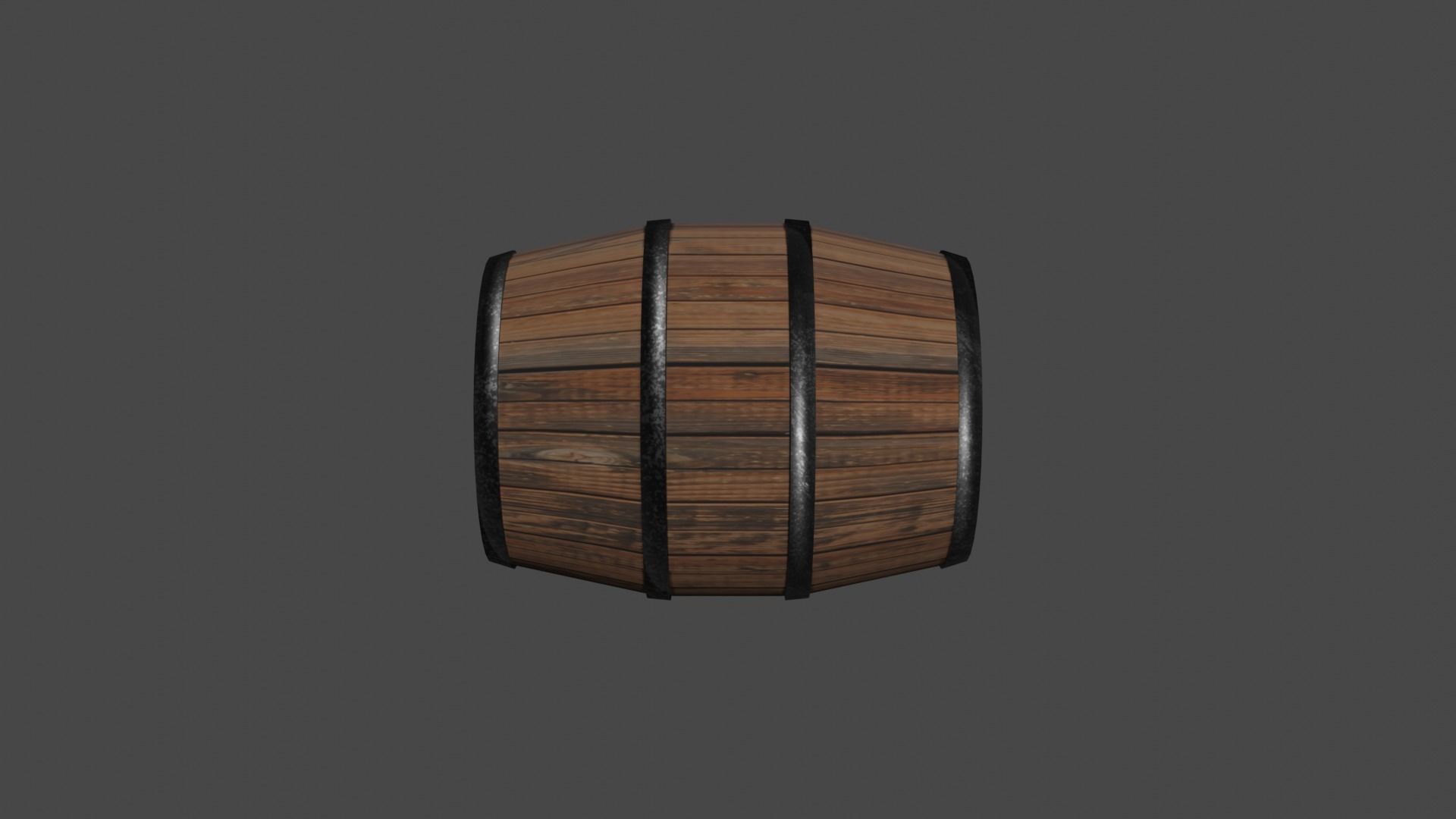 Game ready low poly wooden barrel Low-poly 3D model_1