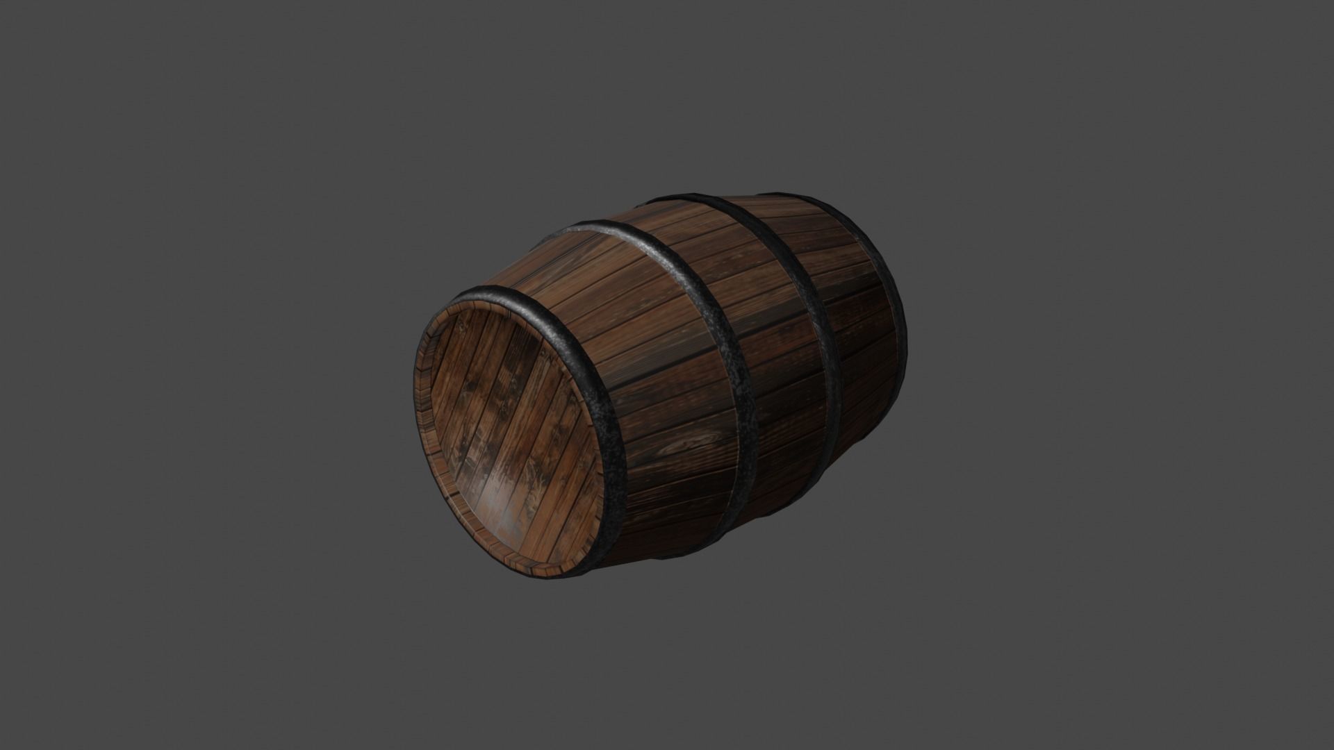 Game ready low poly wooden barrel Low-poly 3D model_3
