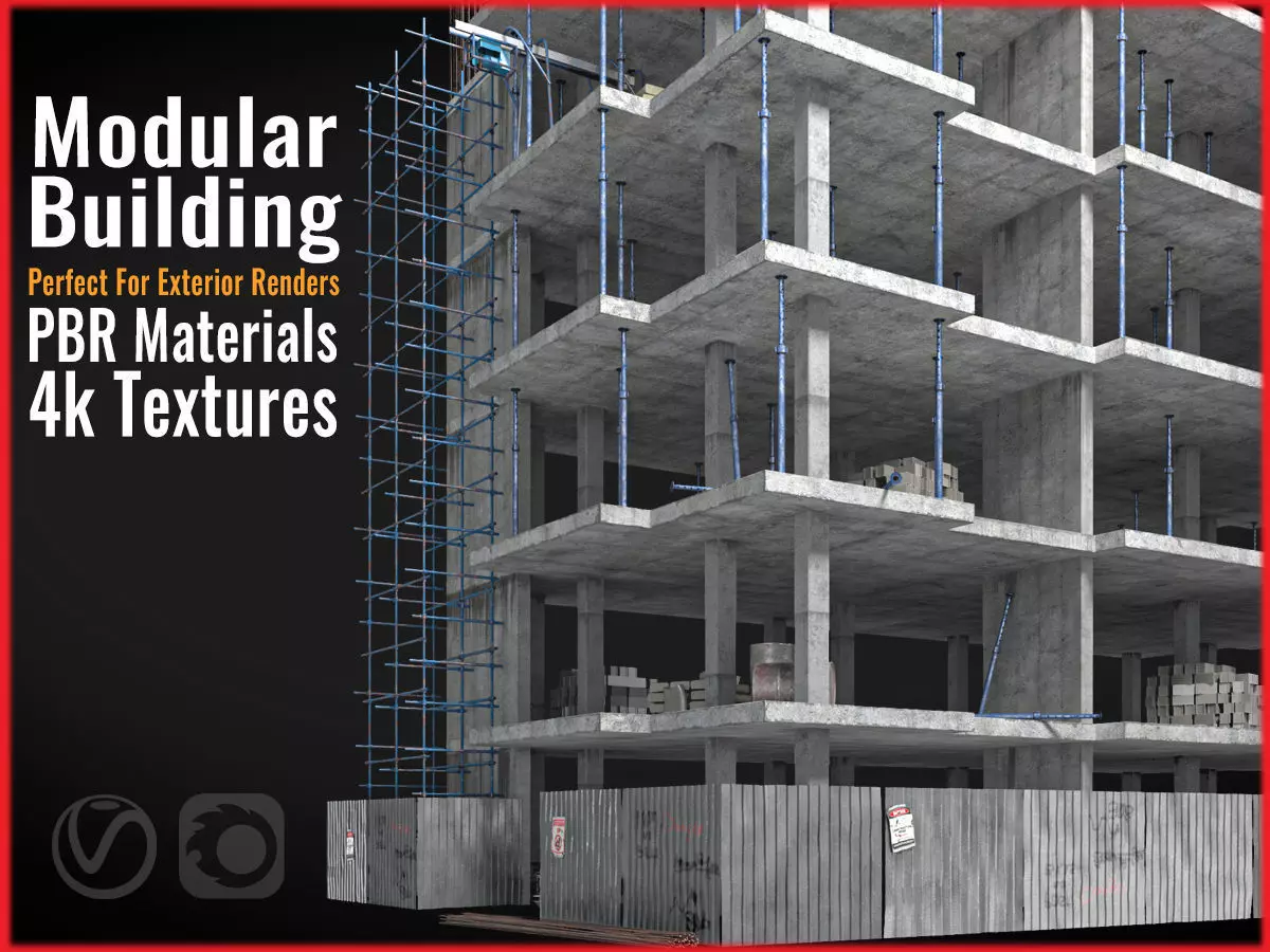 Modular Building  Vol 08 Low-poly 3D model_0