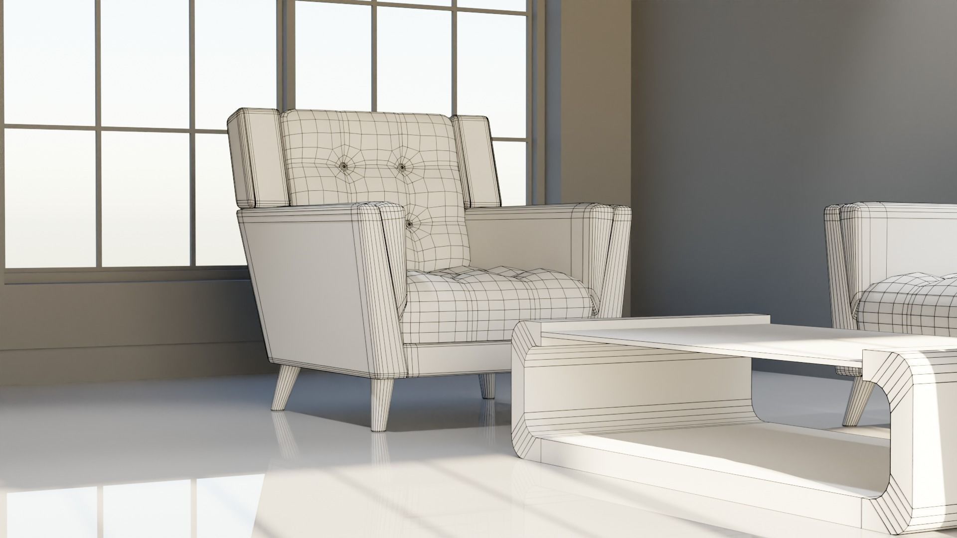 Sofa Set 10 Low-poly 3D model_7