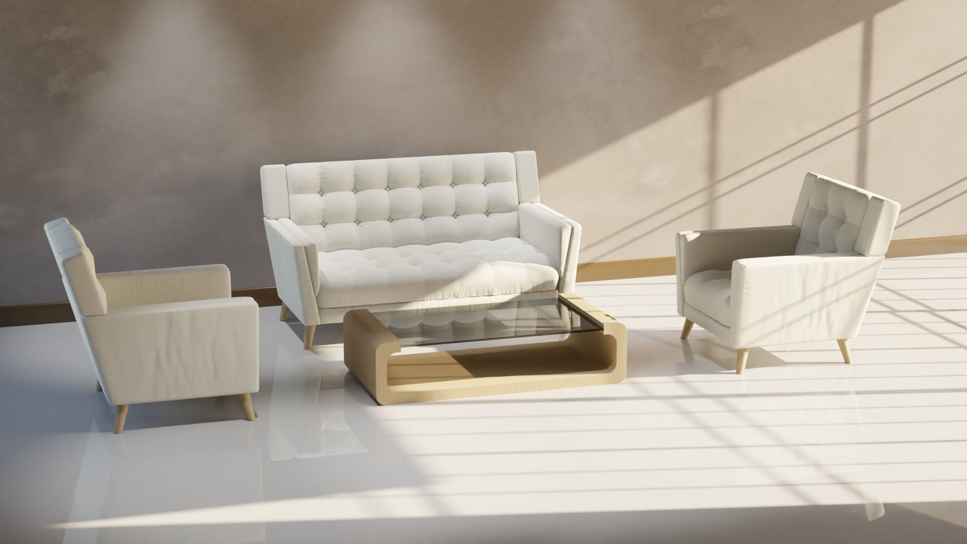 Sofa Set 10 Low-poly 3D model_2