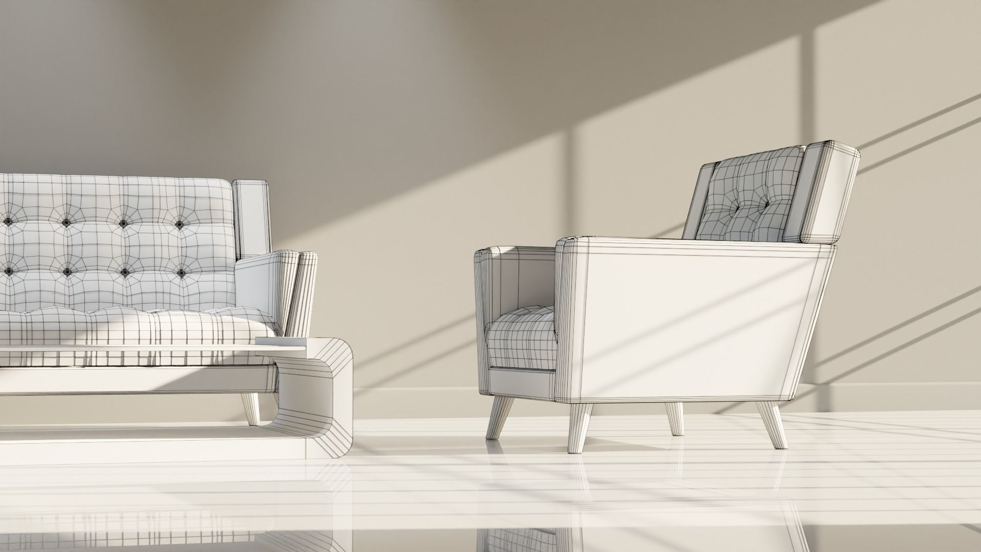 Sofa Set 10 Low-poly 3D model_9