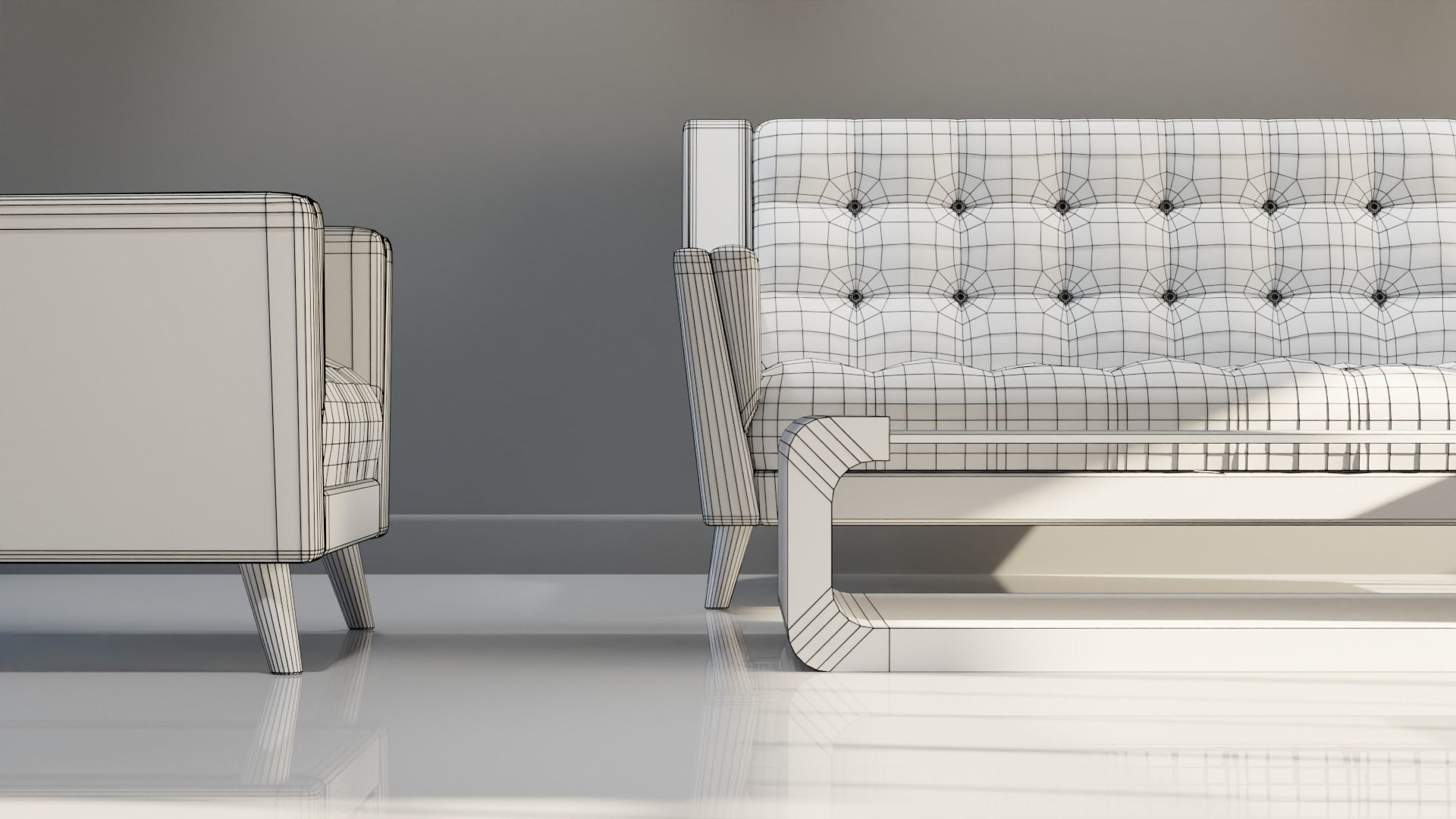 Sofa Set 10 Low-poly 3D model_15