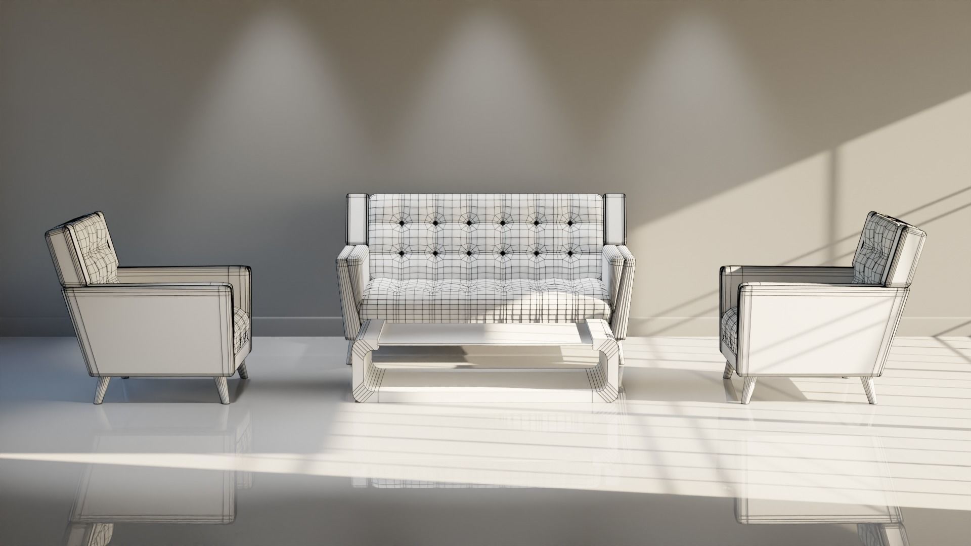Sofa Set 10 Low-poly 3D model_1