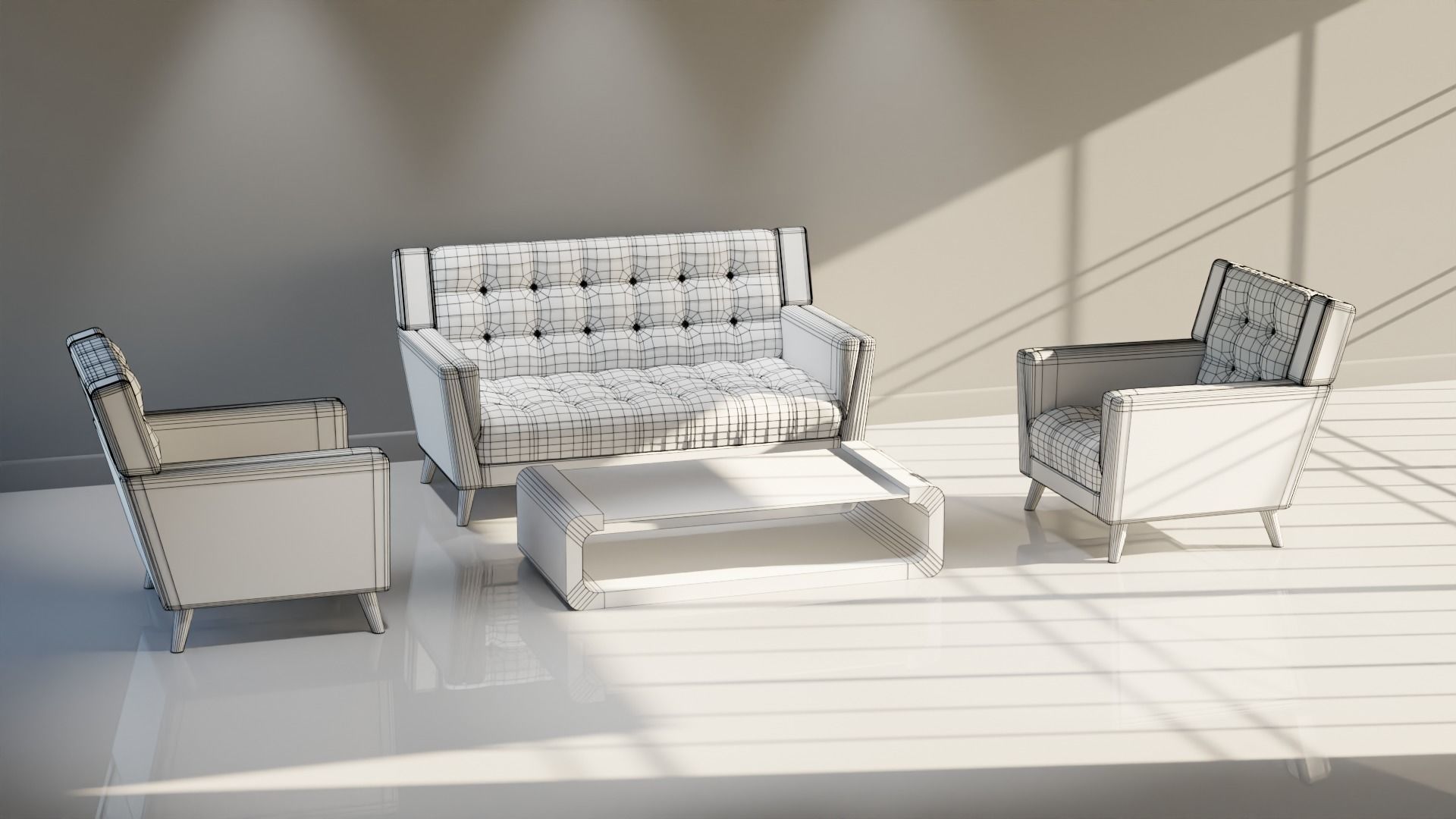 Sofa Set 10 Low-poly 3D model_3