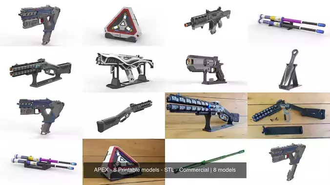 APEX Weapons Set - 8 Printable models - STL - Commercial 3D Model Collection