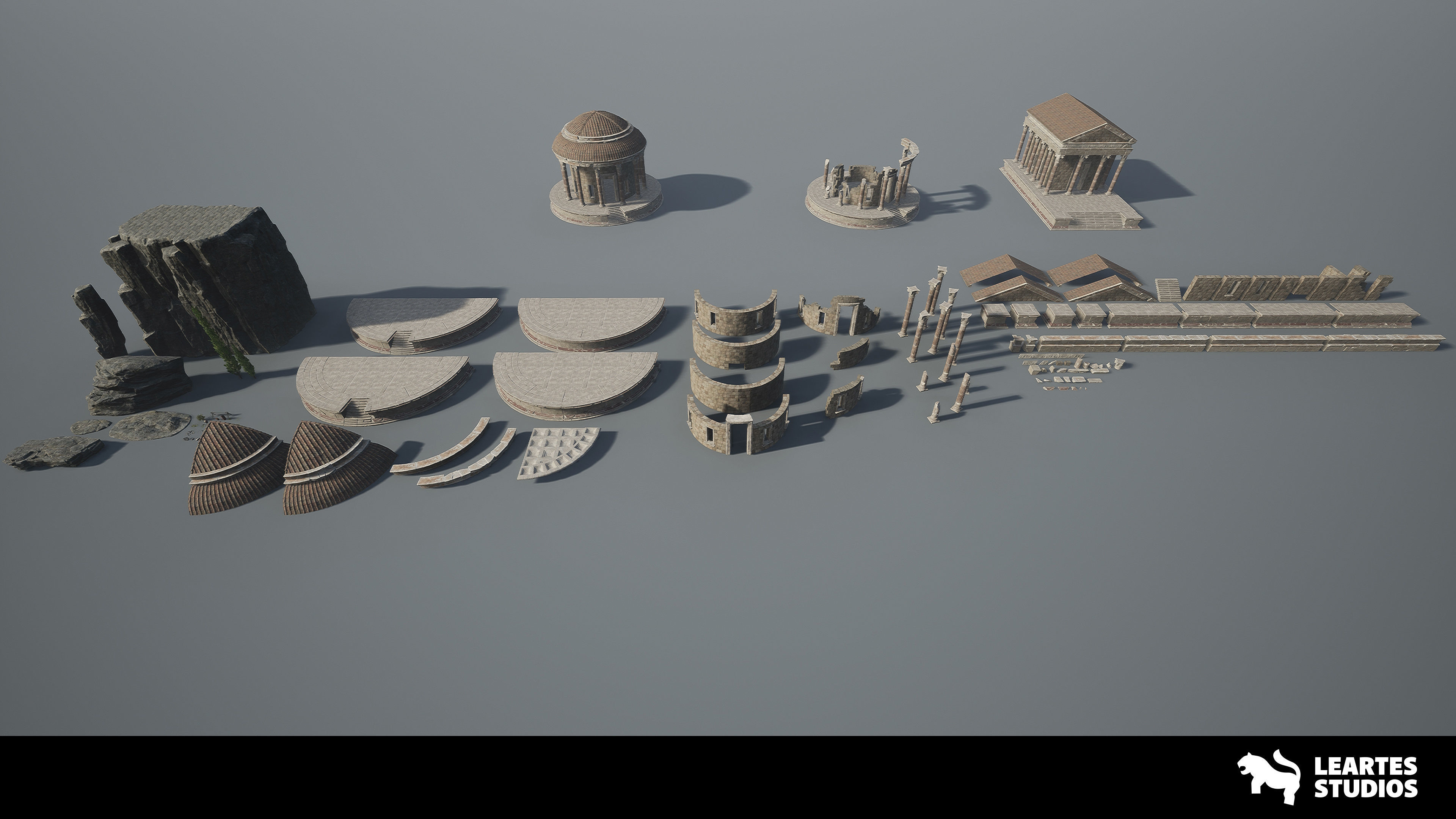 Roman Temple Ruins Low-poly 3D model_18