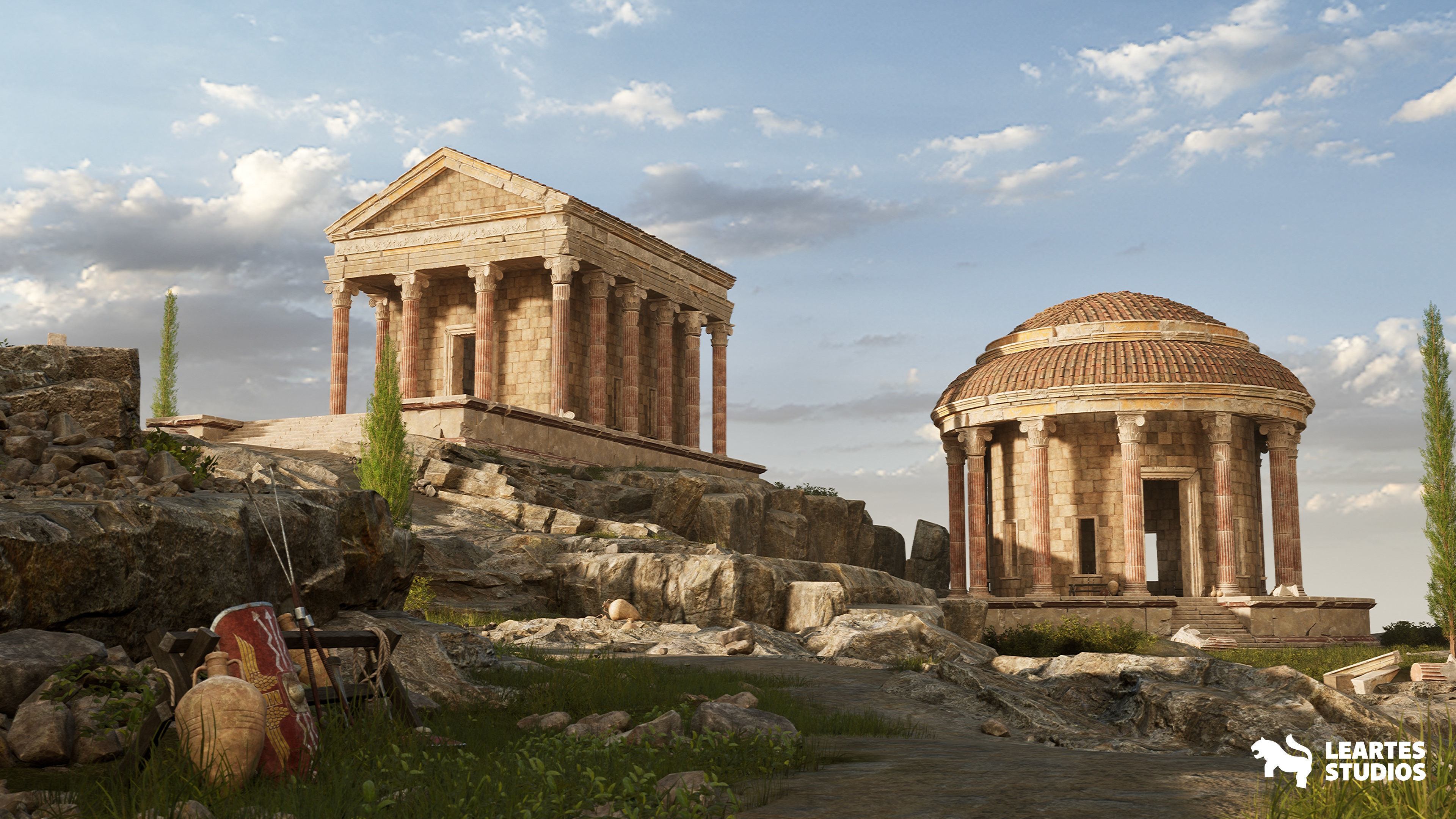 Roman Temple Ruins Low-poly 3D model_11
