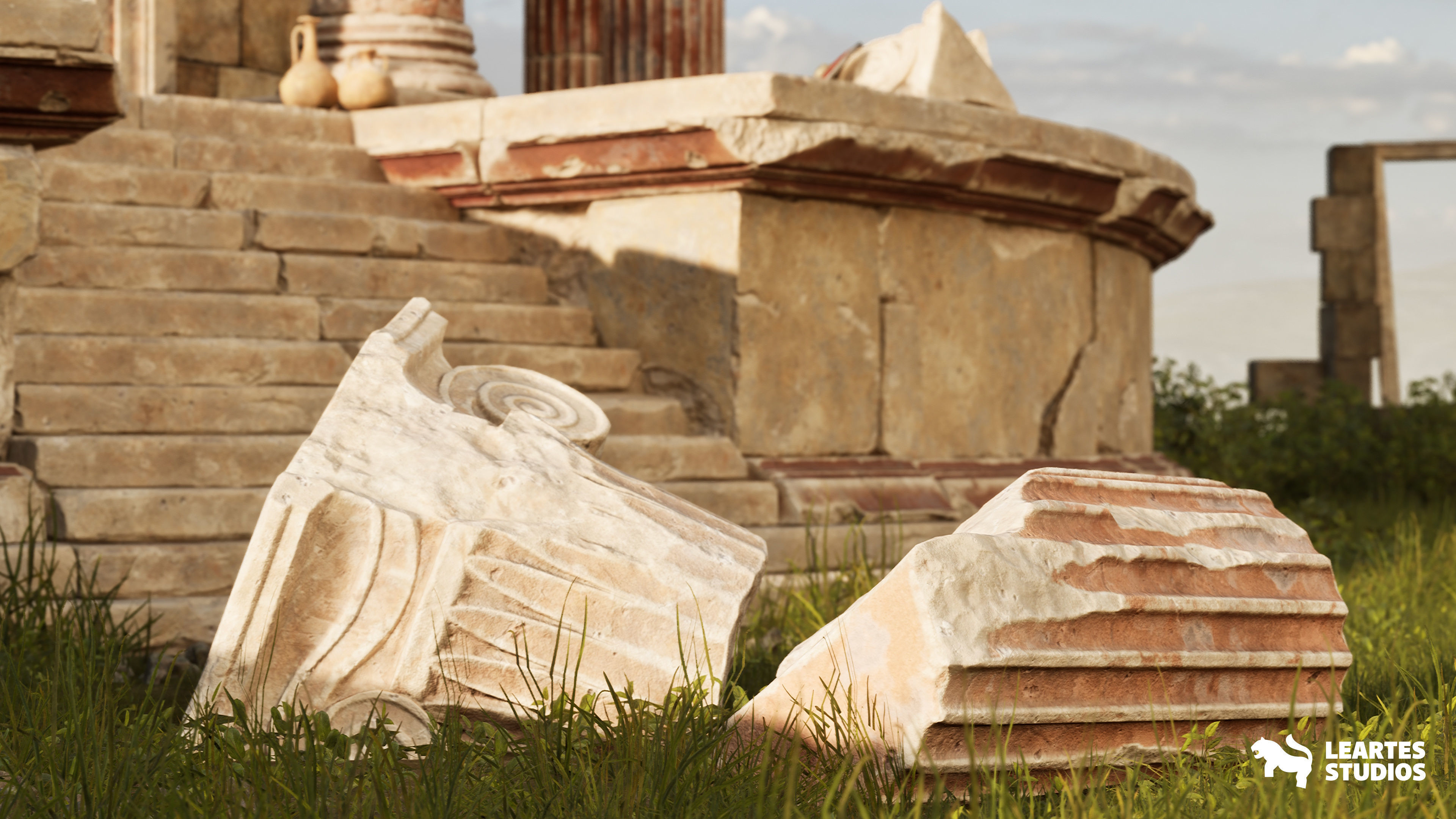 Roman Temple Ruins Low-poly 3D model_14