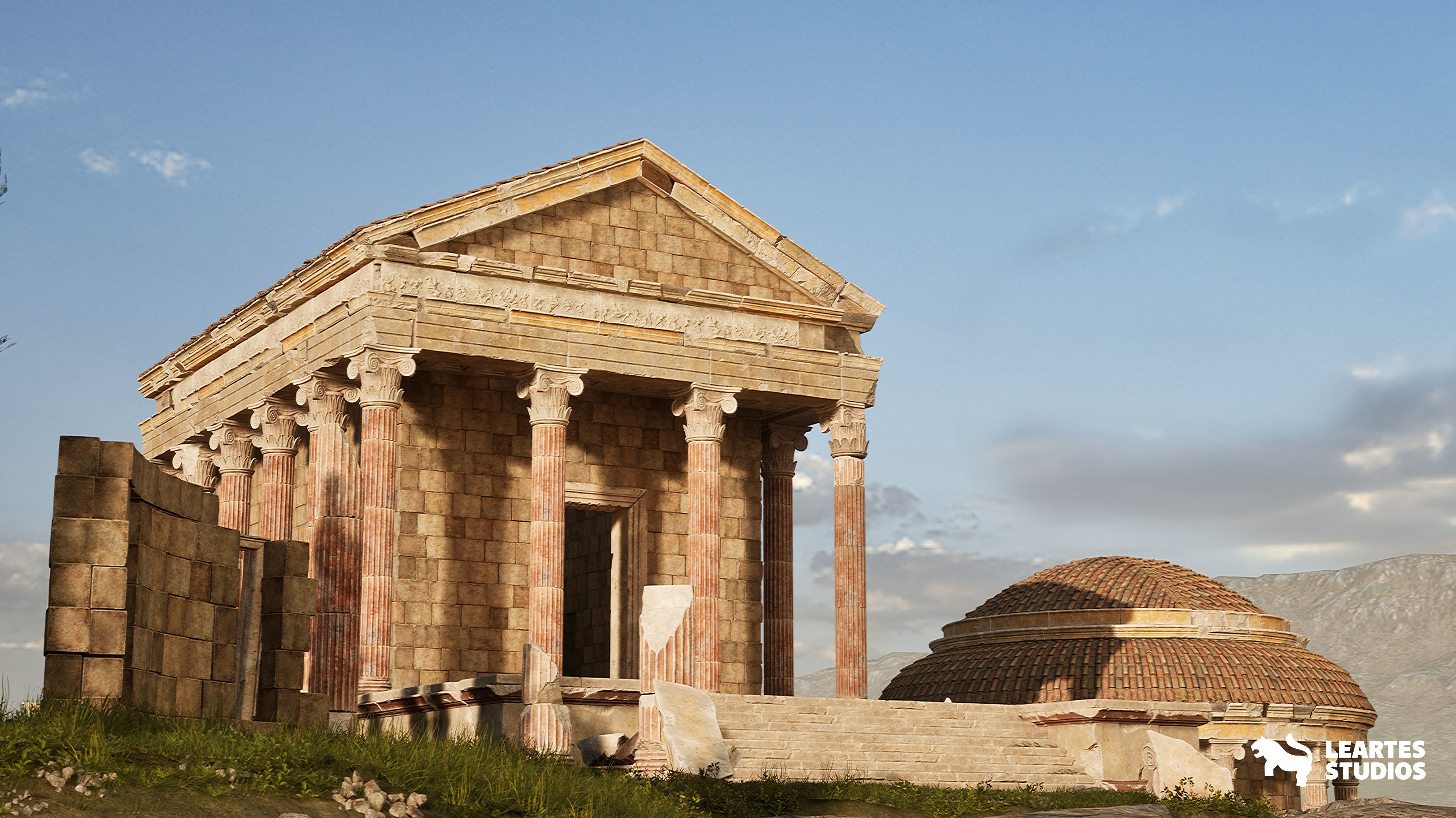 Roman Temple Ruins Low-poly 3D model_5