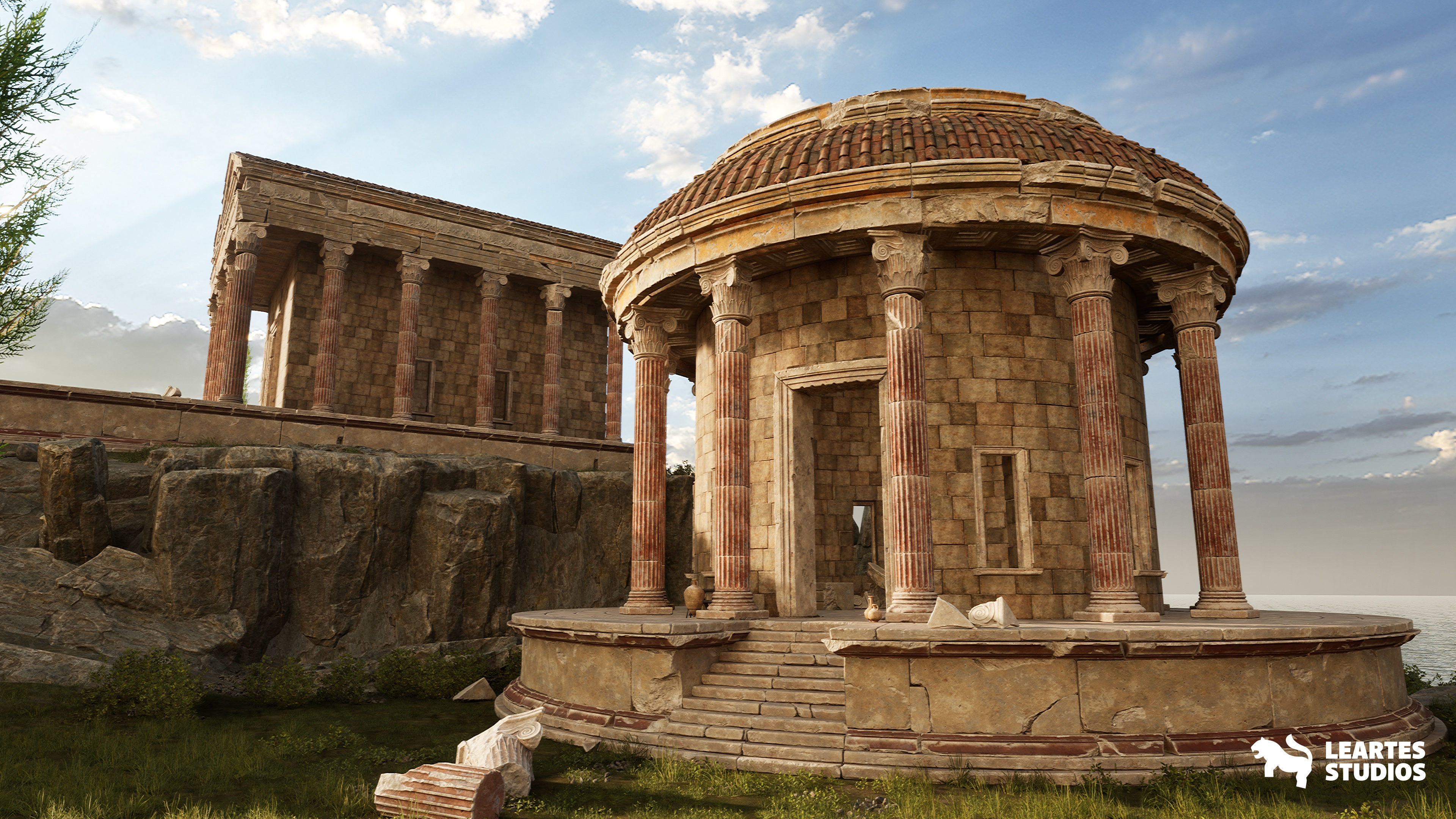 Roman Temple Ruins Low-poly 3D model_7