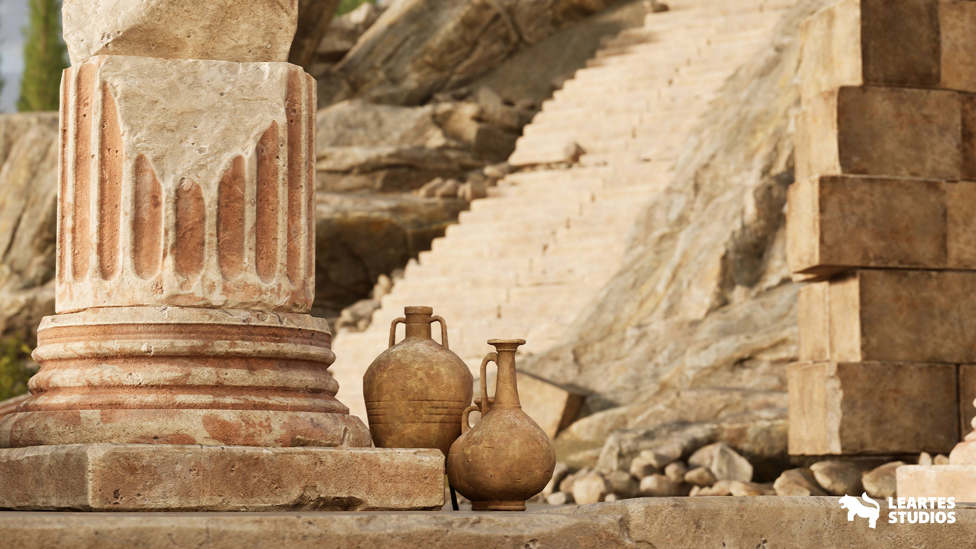 Roman Temple Ruins Low-poly 3D model_12