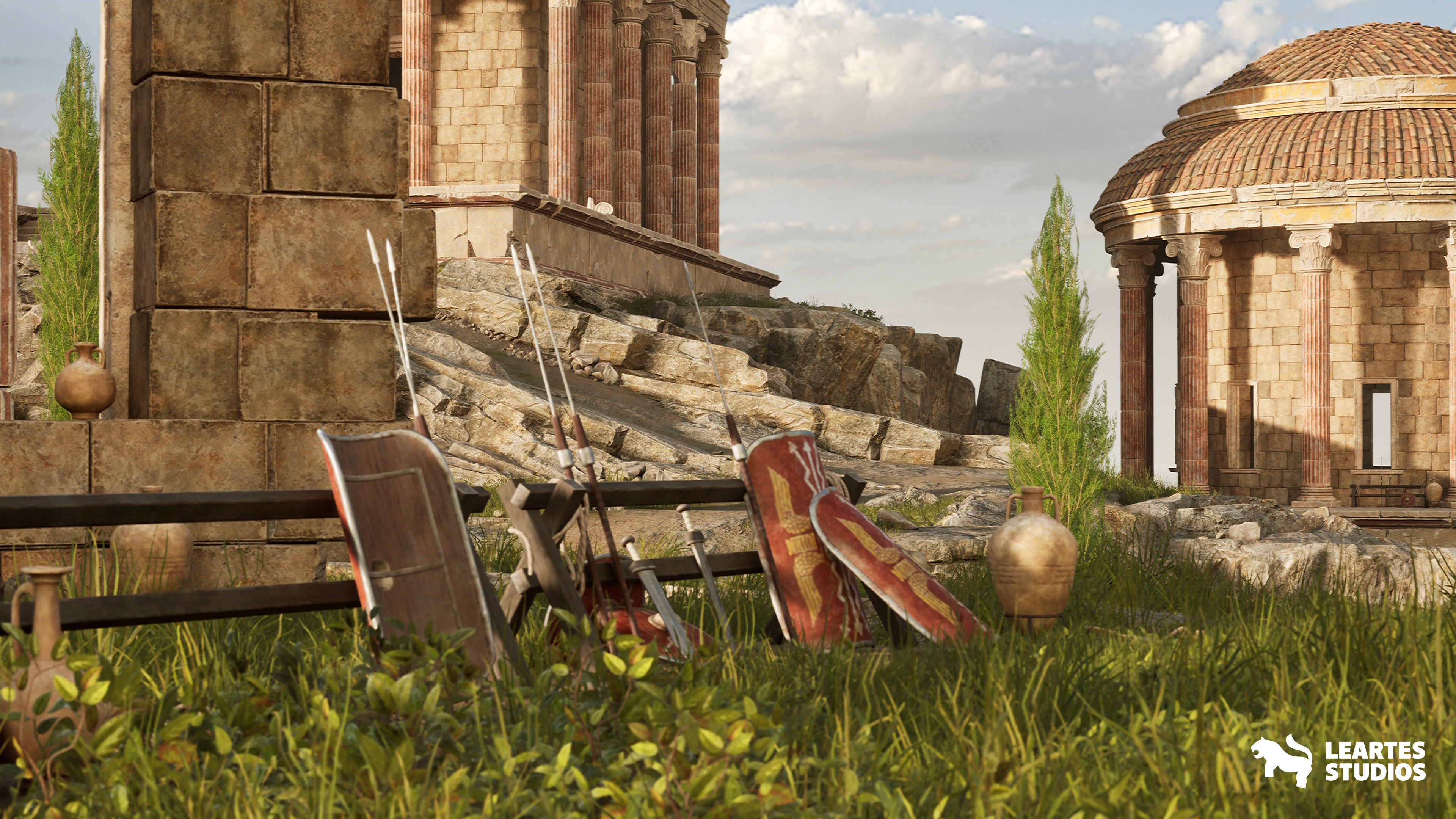 Roman Temple Ruins Low-poly 3D model_6