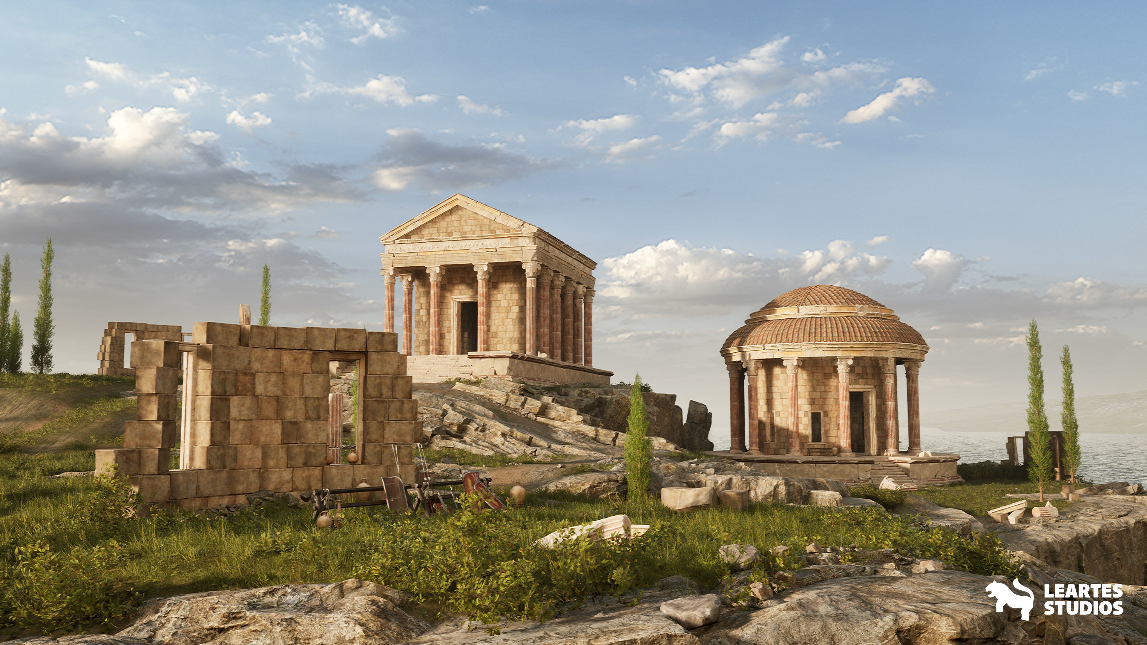 Roman Temple Ruins Low-poly 3D model_9