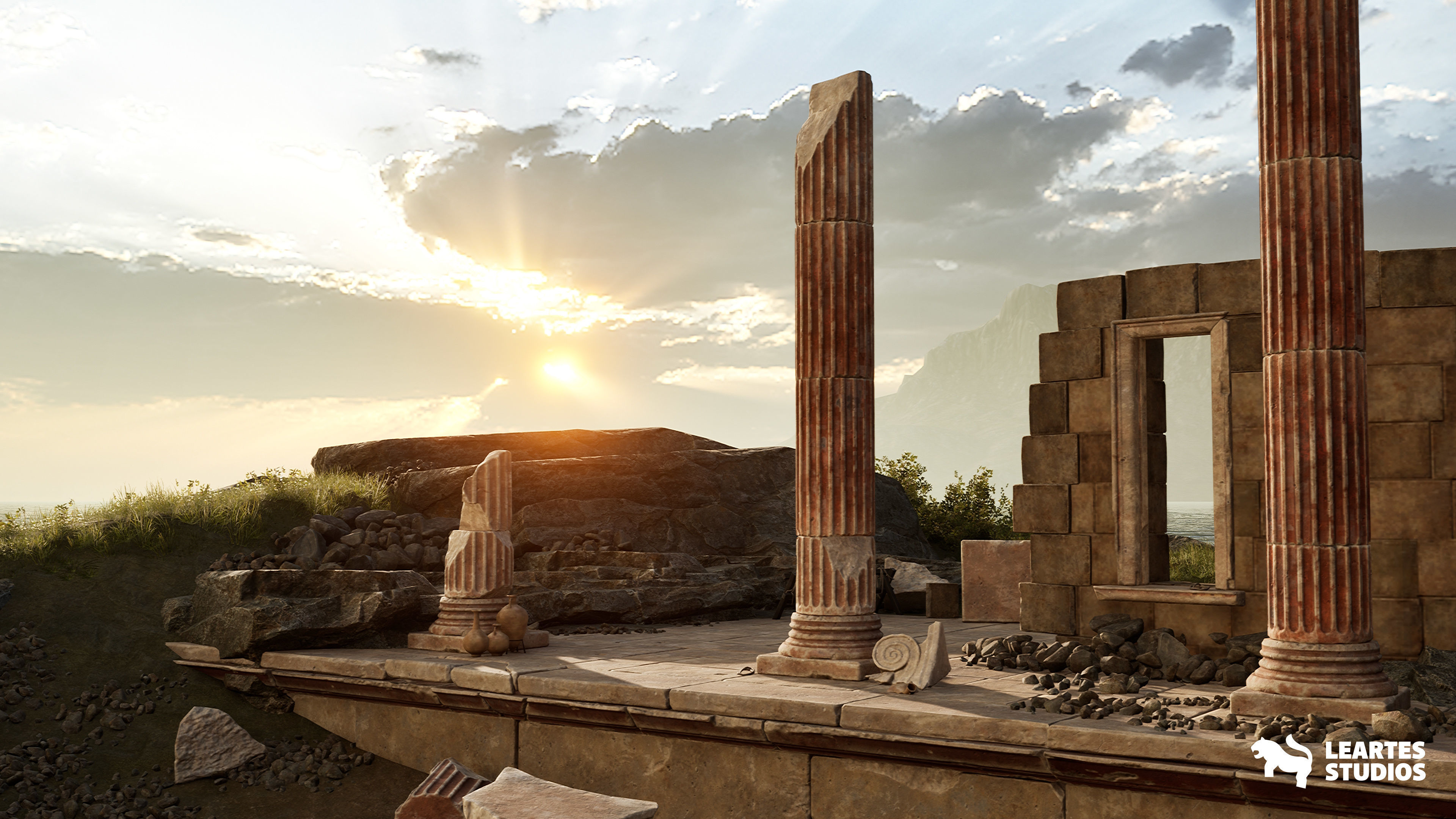 Roman Temple Ruins Low-poly 3D model_8