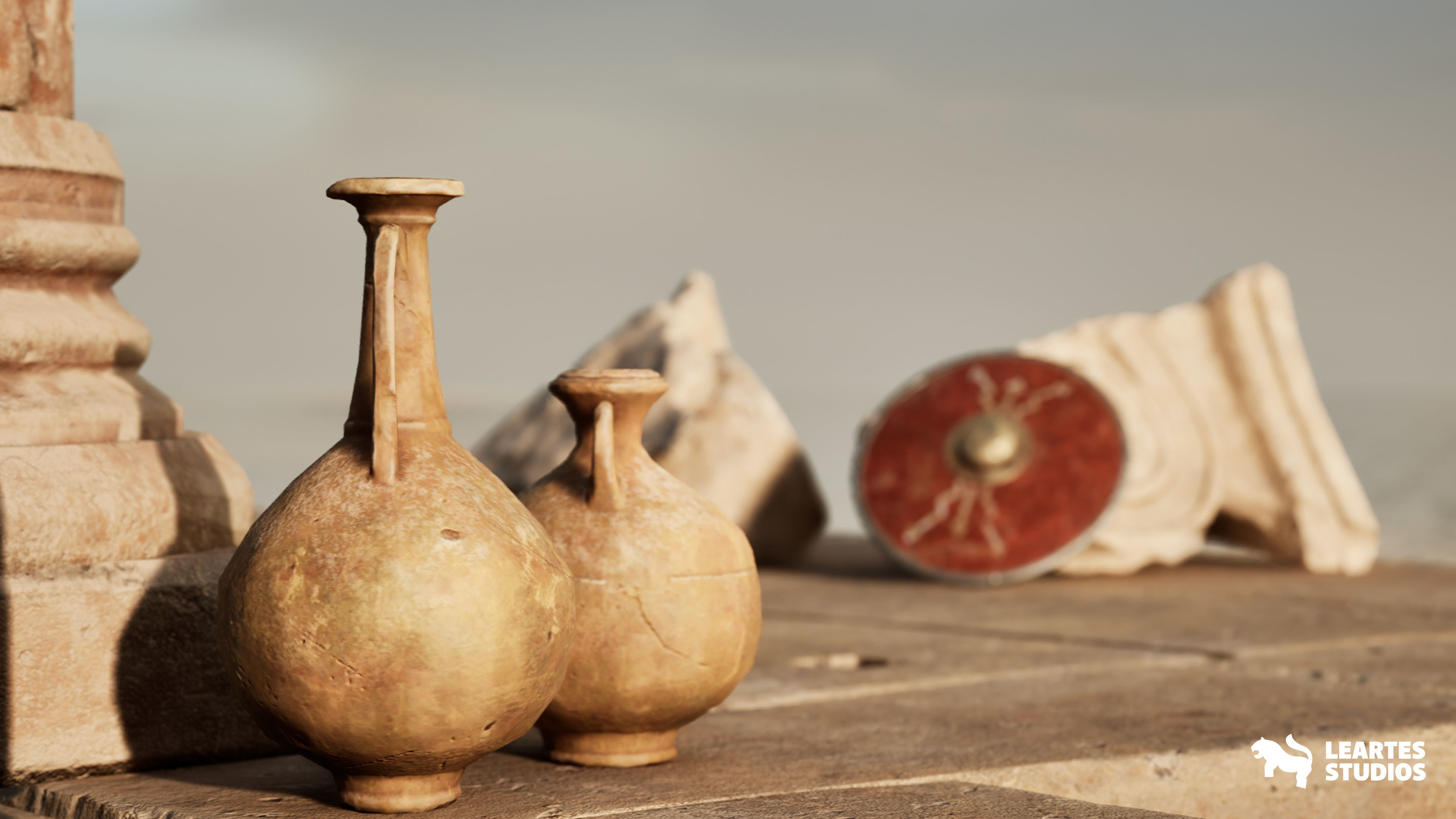 Roman Temple Ruins Low-poly 3D model_3