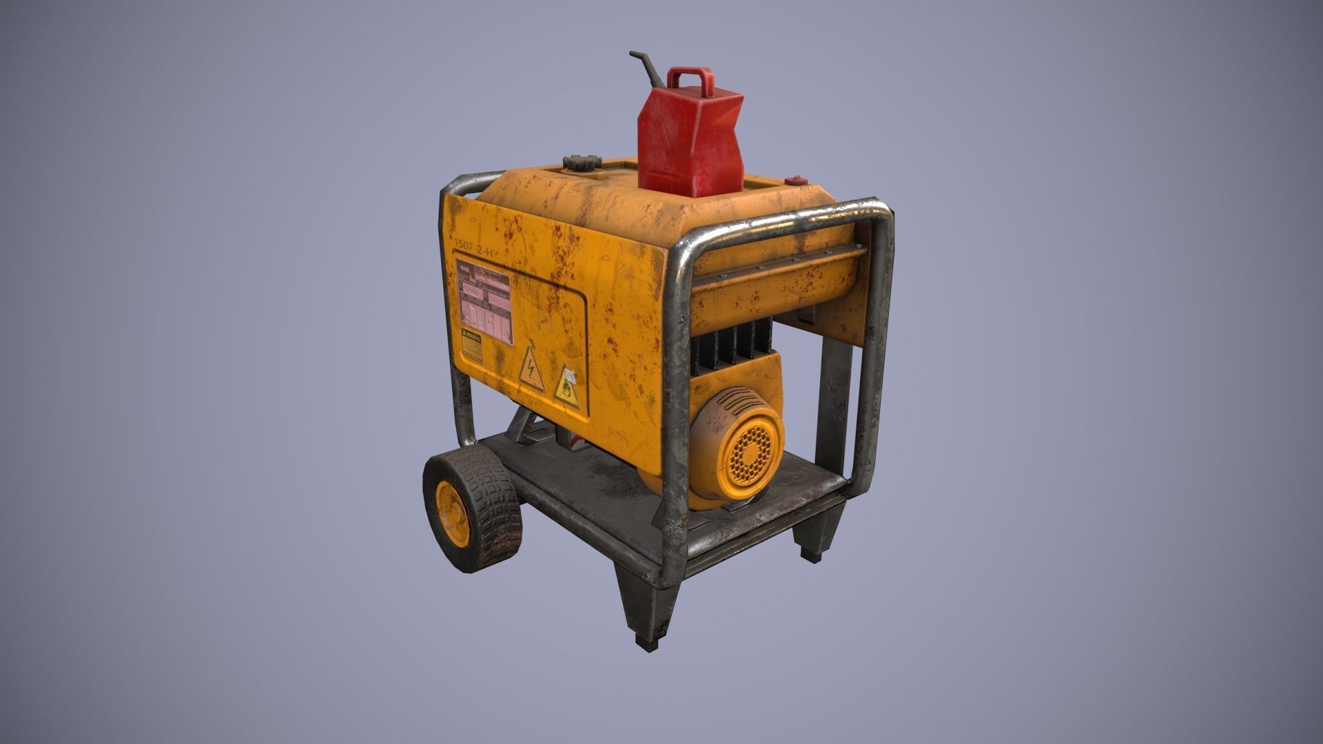 GENERATOR-GAME READY generator on wheels Low-poly 3D model_4