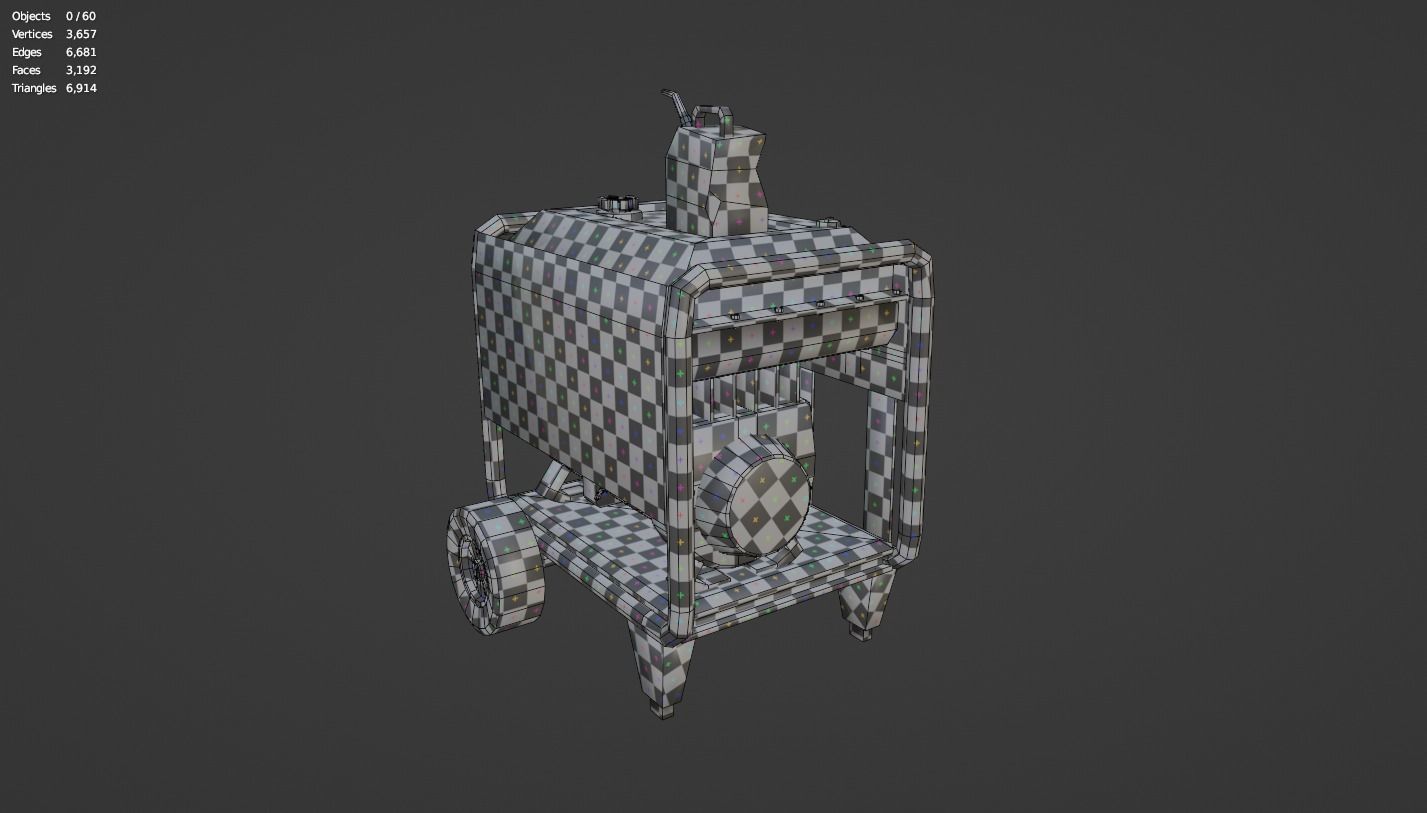 GENERATOR-GAME READY generator on wheels Low-poly 3D model_7