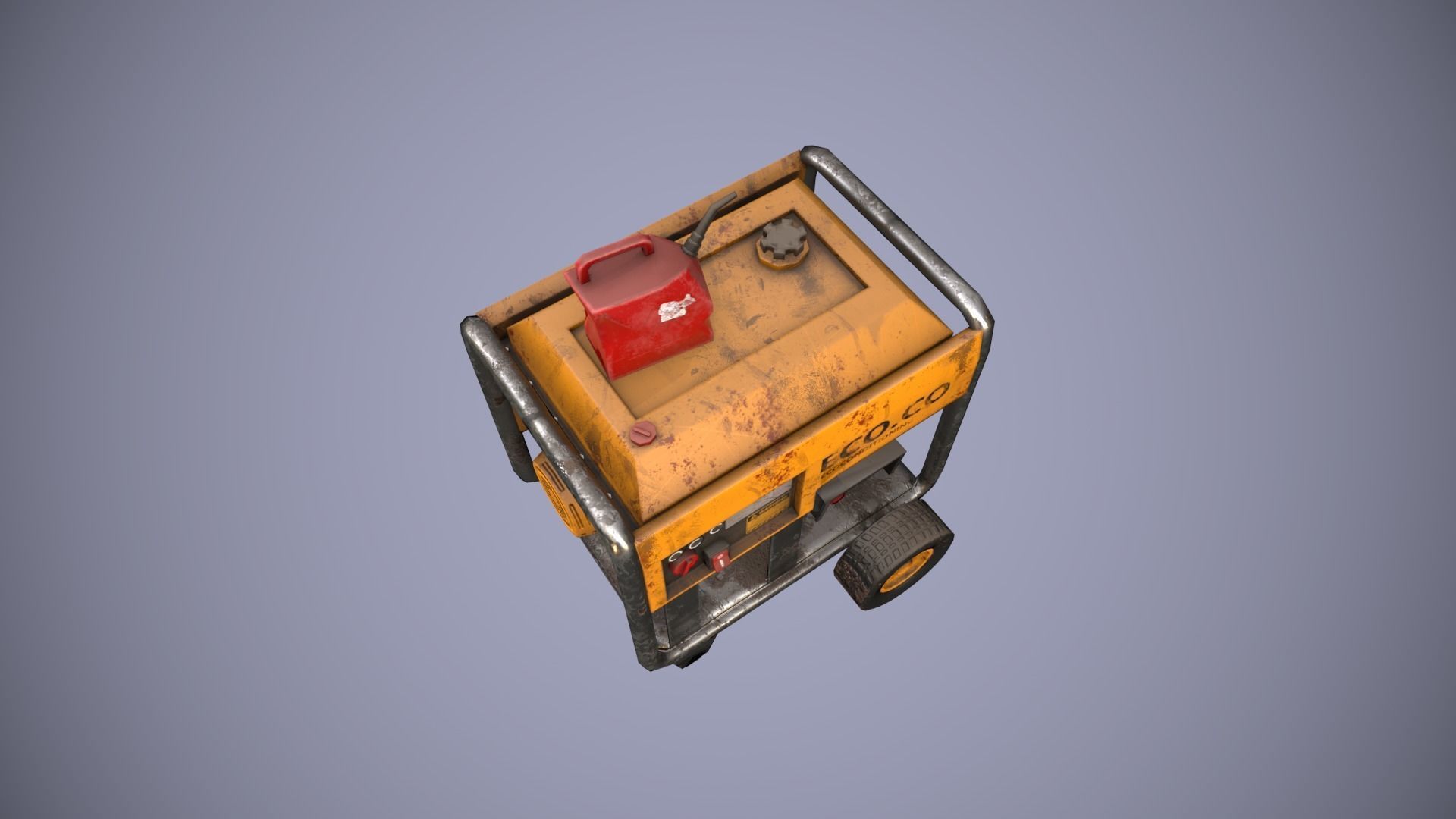 GENERATOR-GAME READY generator on wheels Low-poly 3D model_5