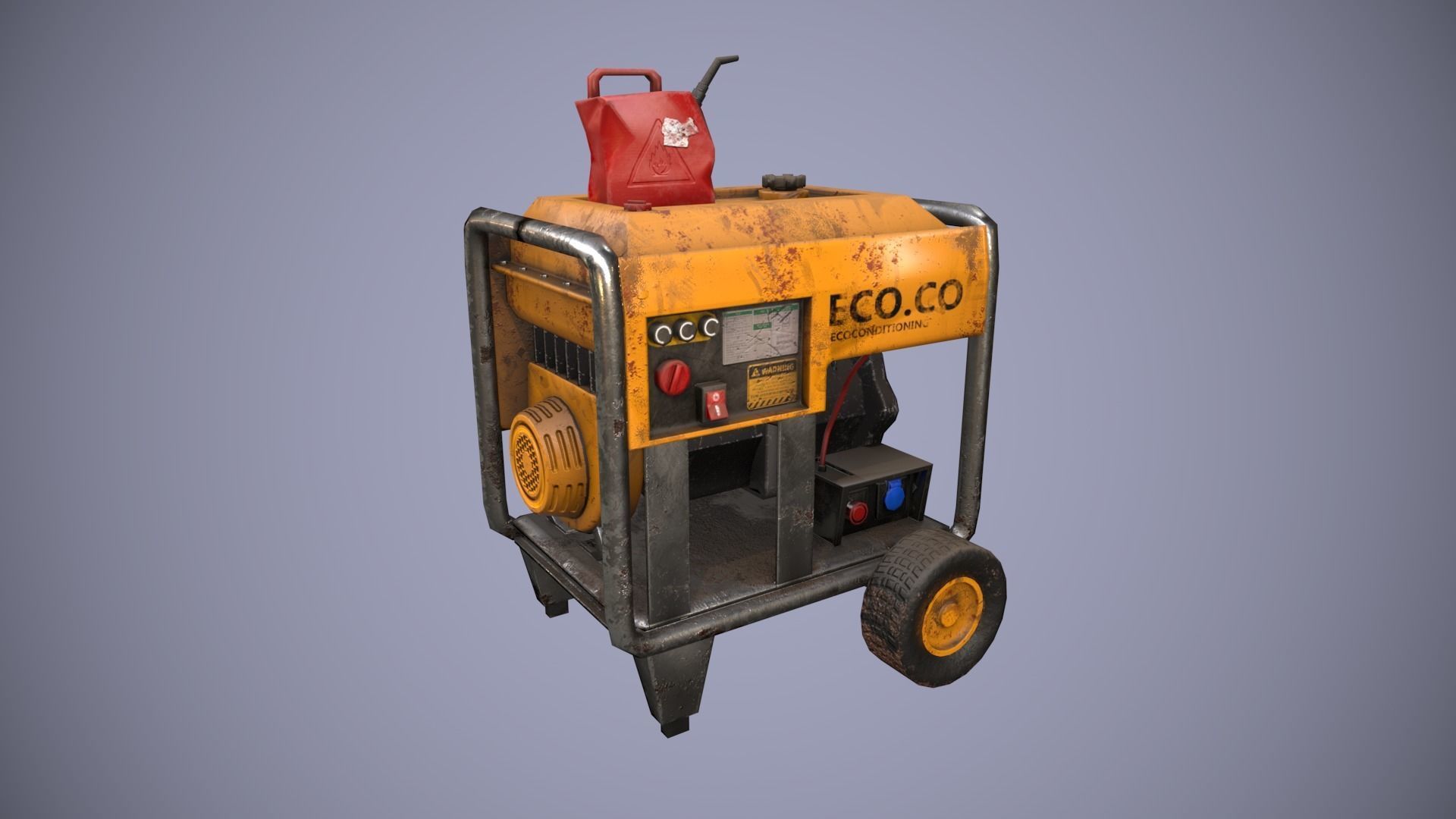 GENERATOR-GAME READY generator on wheels Low-poly 3D model_2
