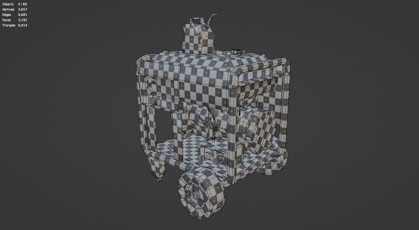 GENERATOR-GAME READY generator on wheels Low-poly 3D model_6