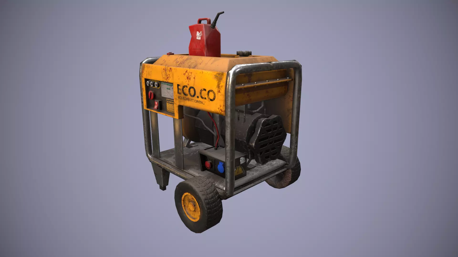 GENERATOR-GAME READY generator on wheels Low-poly 3D model_0