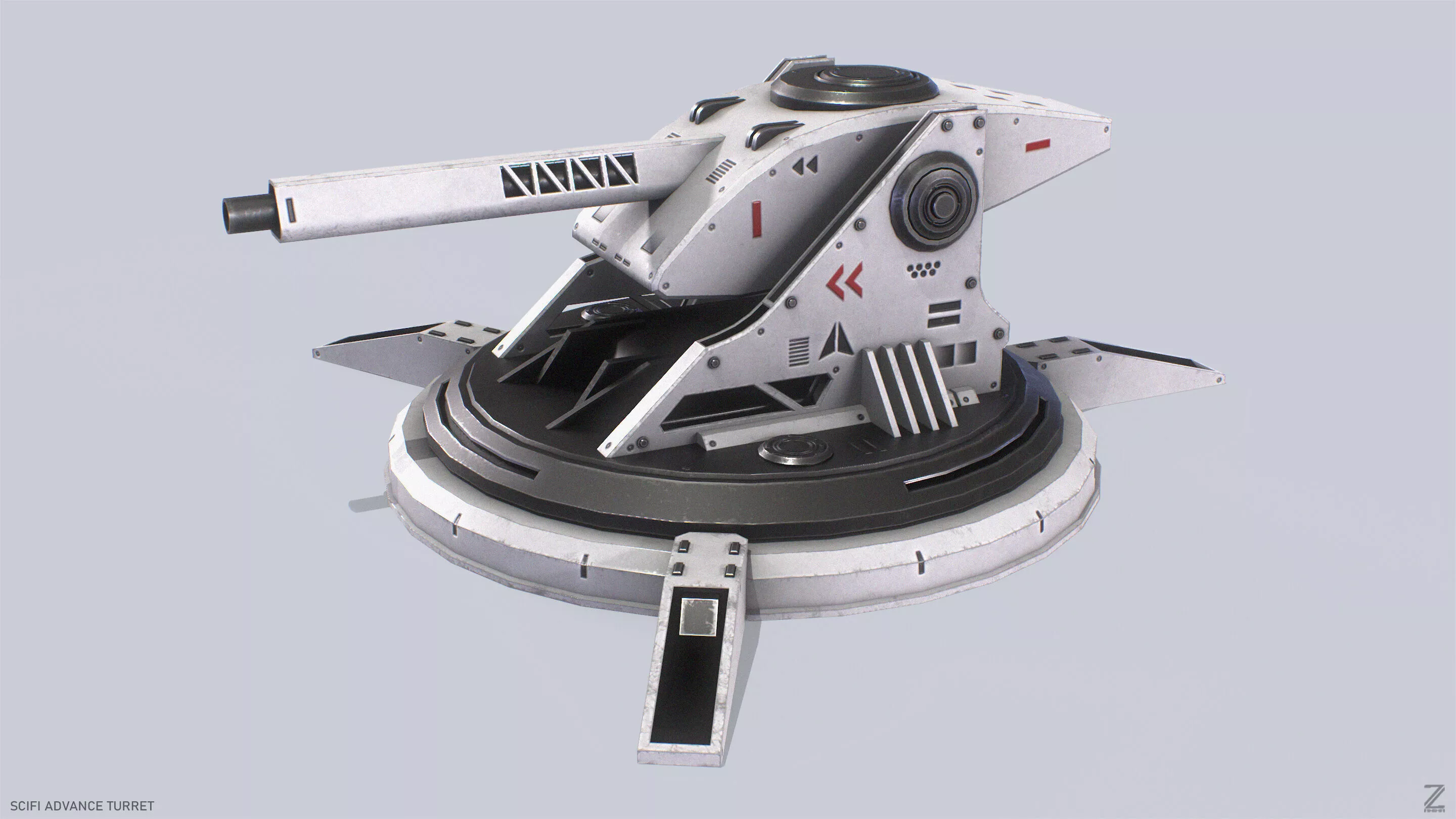Scifi advance turret Low-poly 3D model