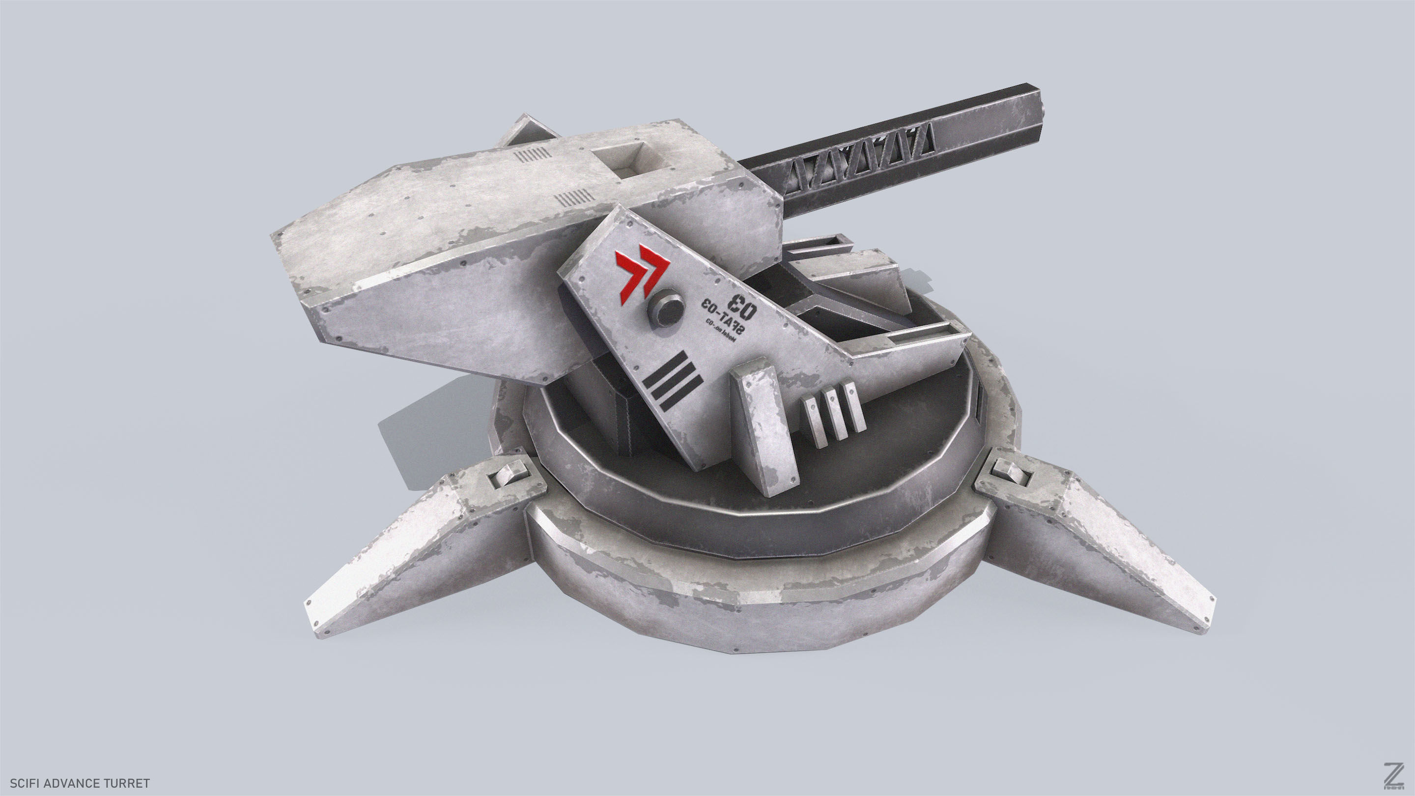 Scifi advance turret Low-poly 3D model_8