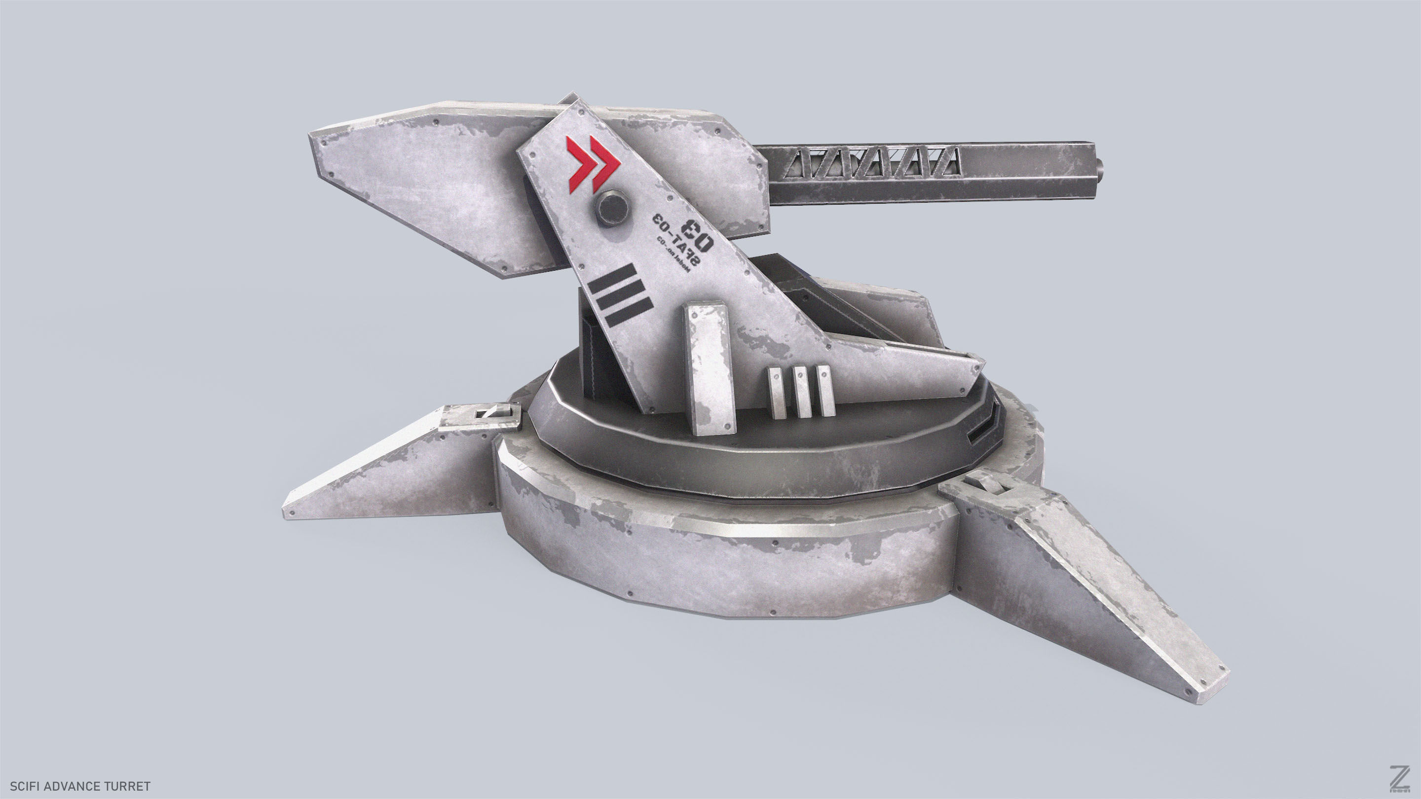 Scifi advance turret Low-poly 3D model_7