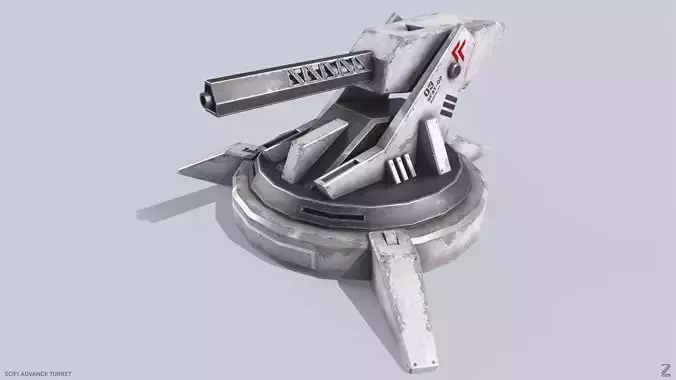 Scifi advance turret Low-poly 3D model Scifi advance turret Low-poly 3D model