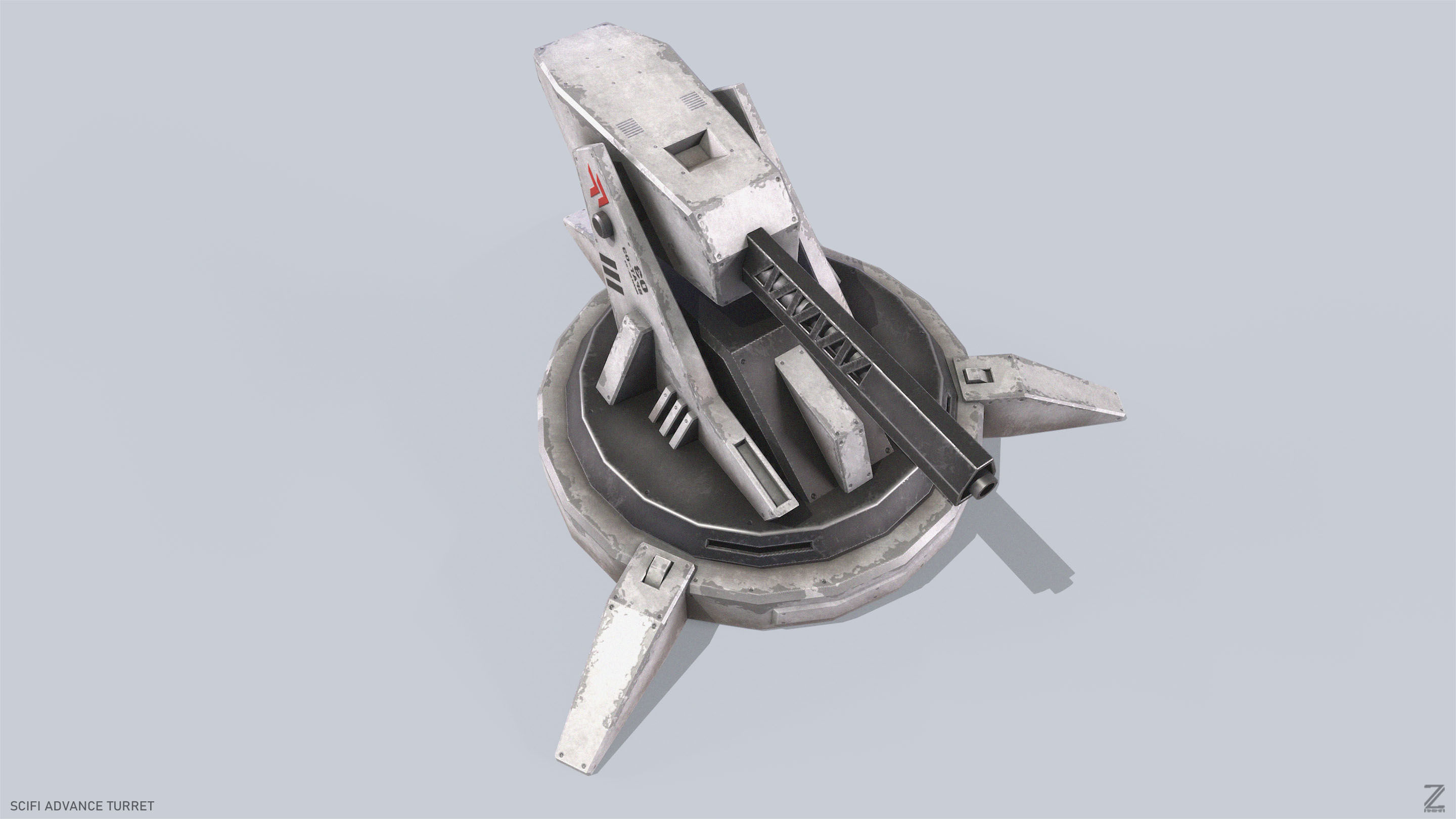Scifi advance turret Low-poly 3D model_5